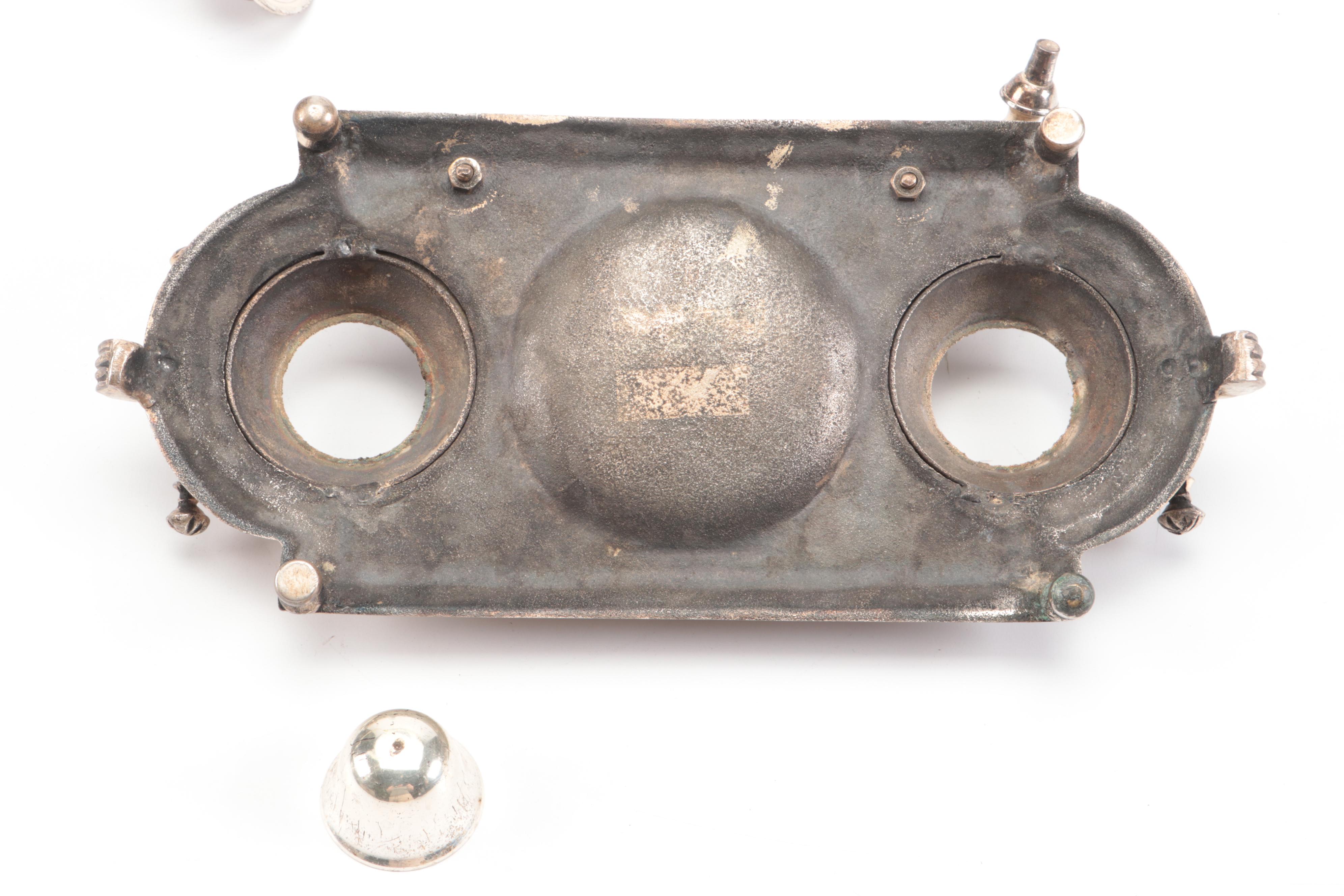 Silver Plate Double Inkwells