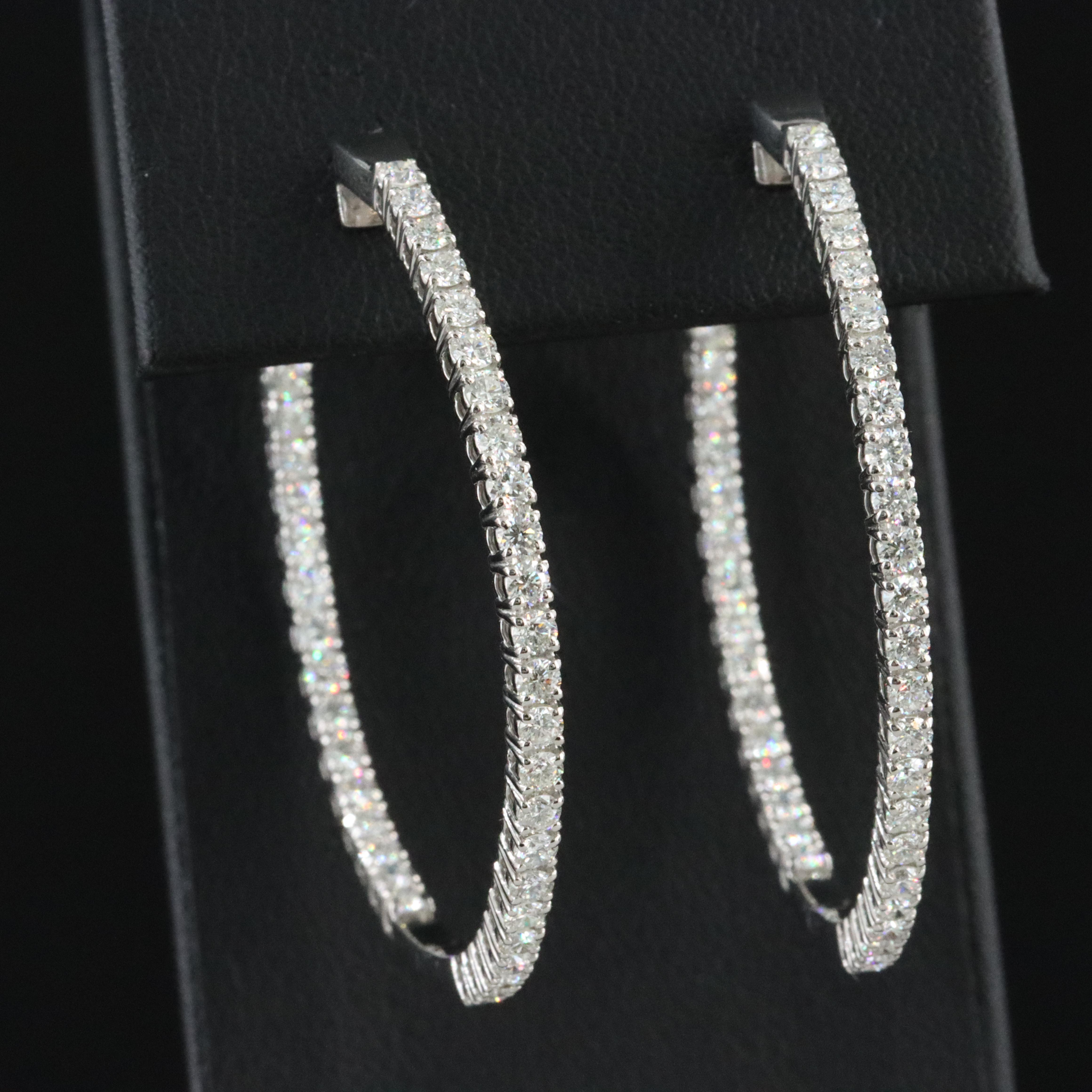 Platinum 3.11 CTW Diamond Inside Out Hoop Earrings