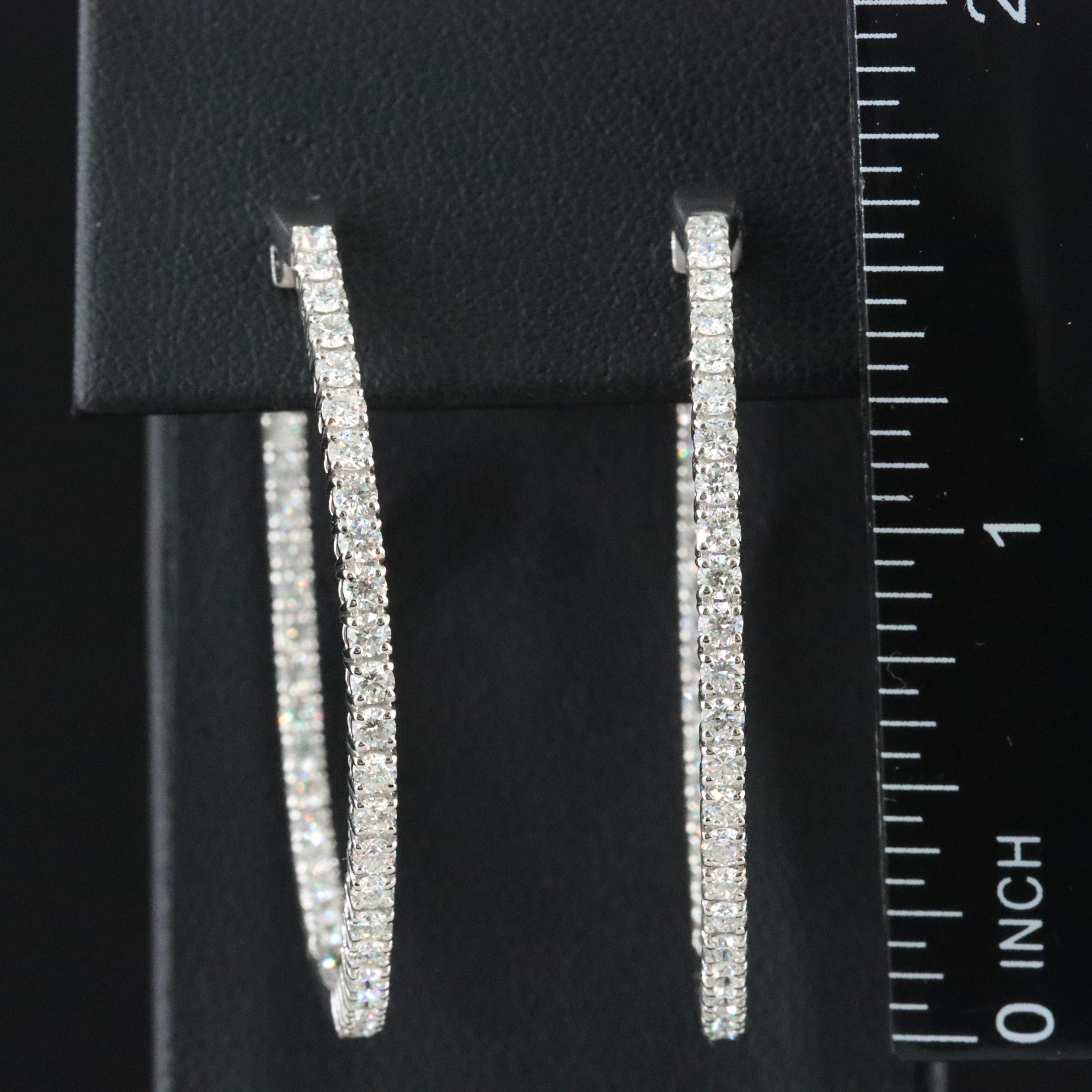 Platinum 3.11 CTW Diamond Inside Out Hoop Earrings