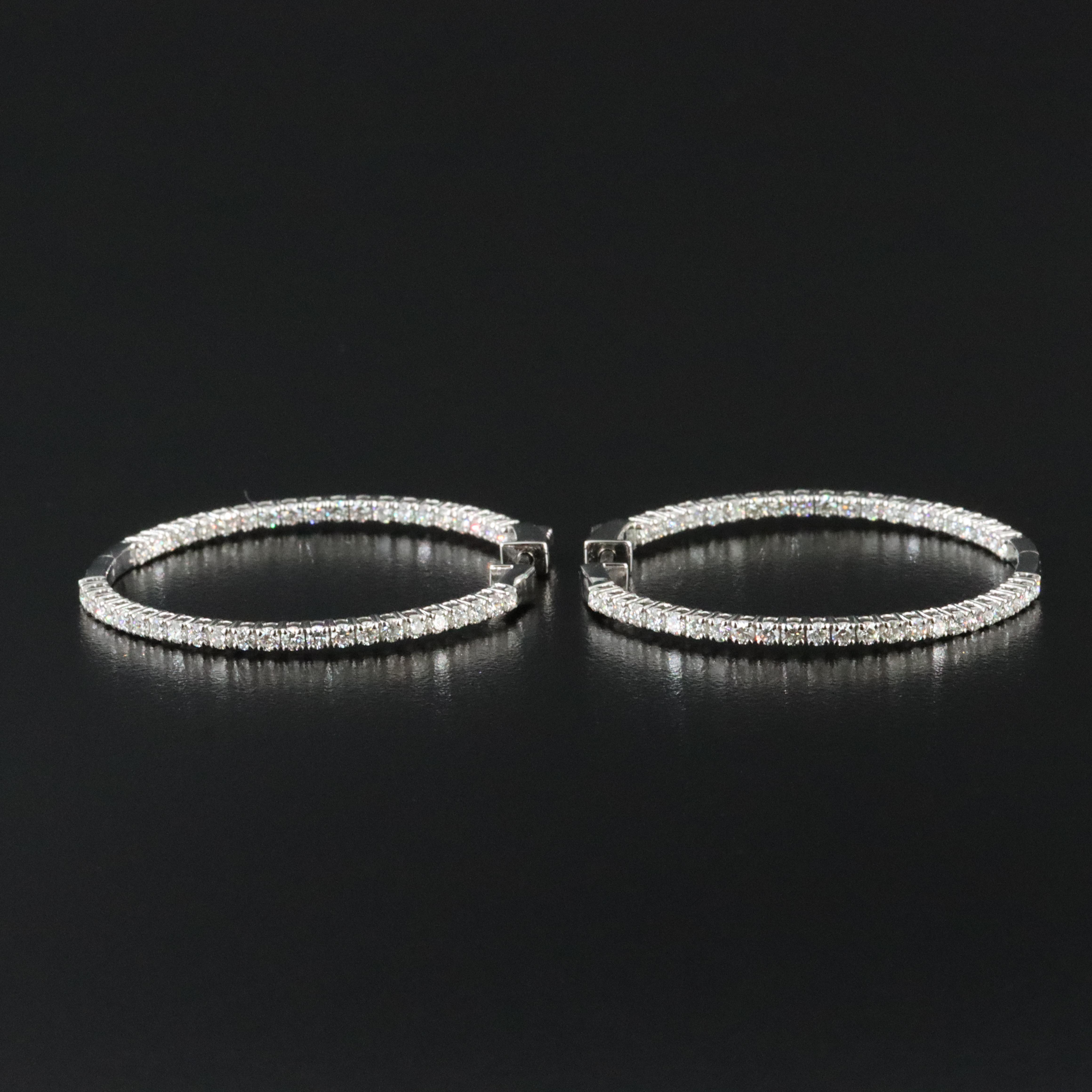 Platinum 3.11 CTW Diamond Inside Out Hoop Earrings