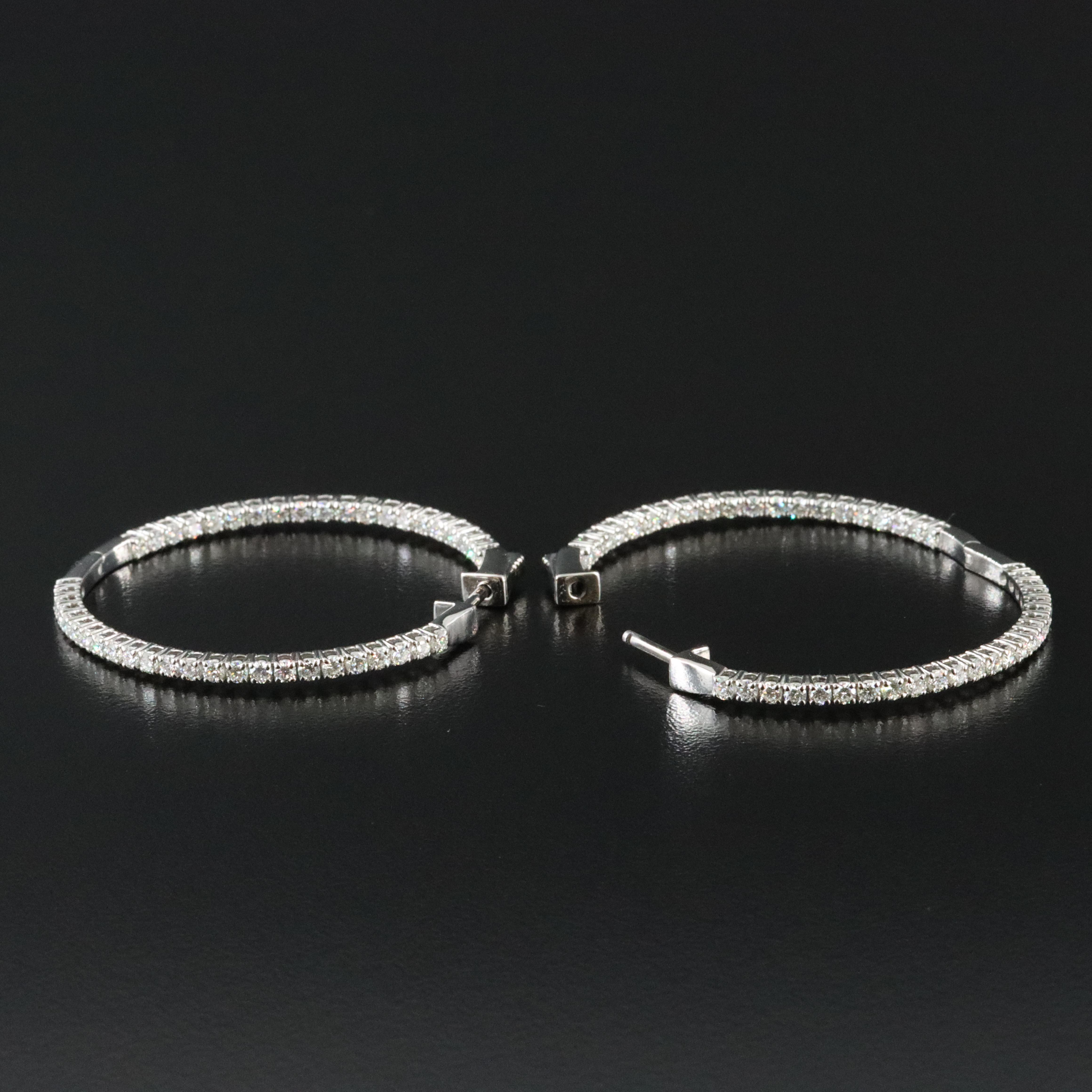 Platinum 3.11 CTW Diamond Inside Out Hoop Earrings