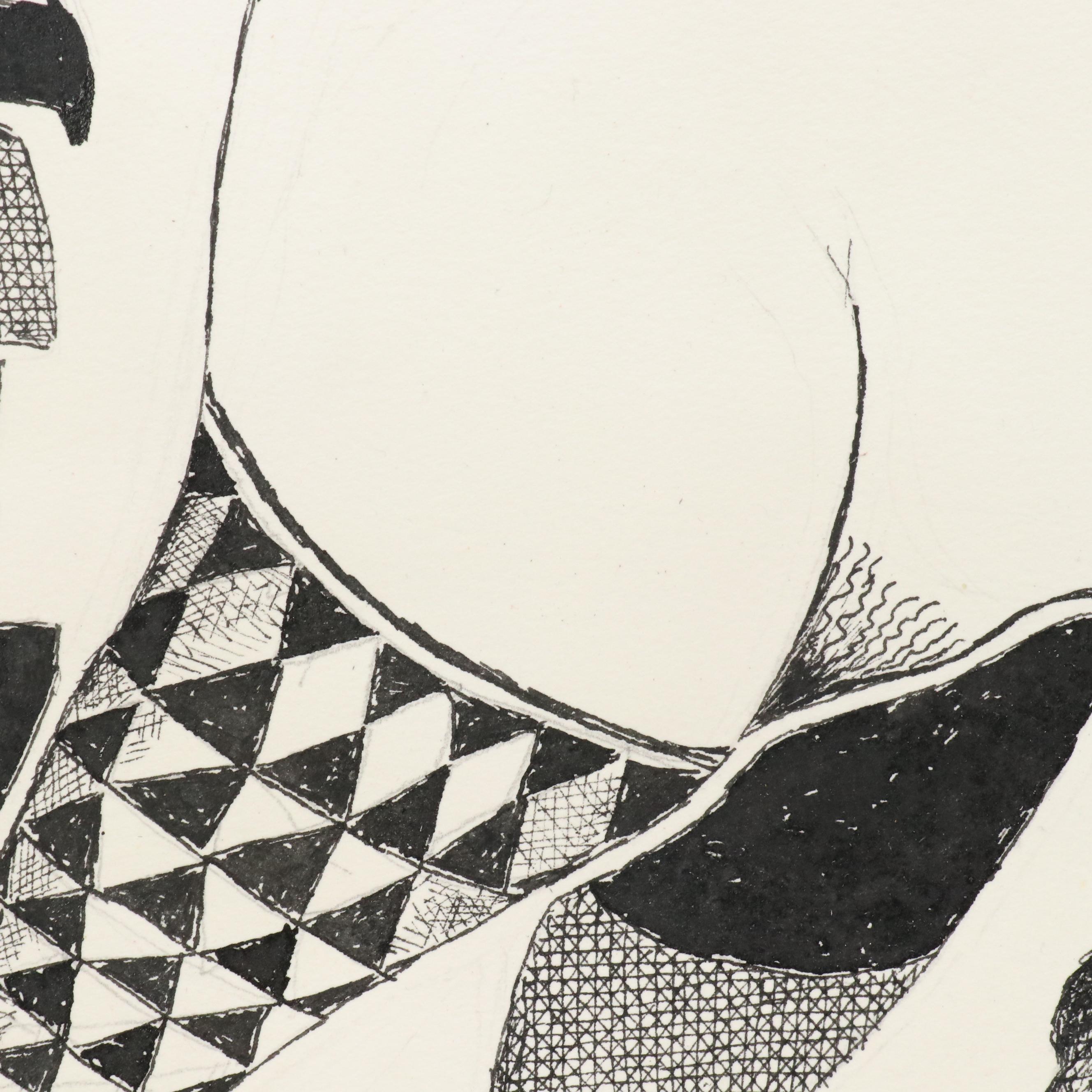 Nikolay Manuylov “Kuk” Surrealist Figural Ink Illustration, 2017