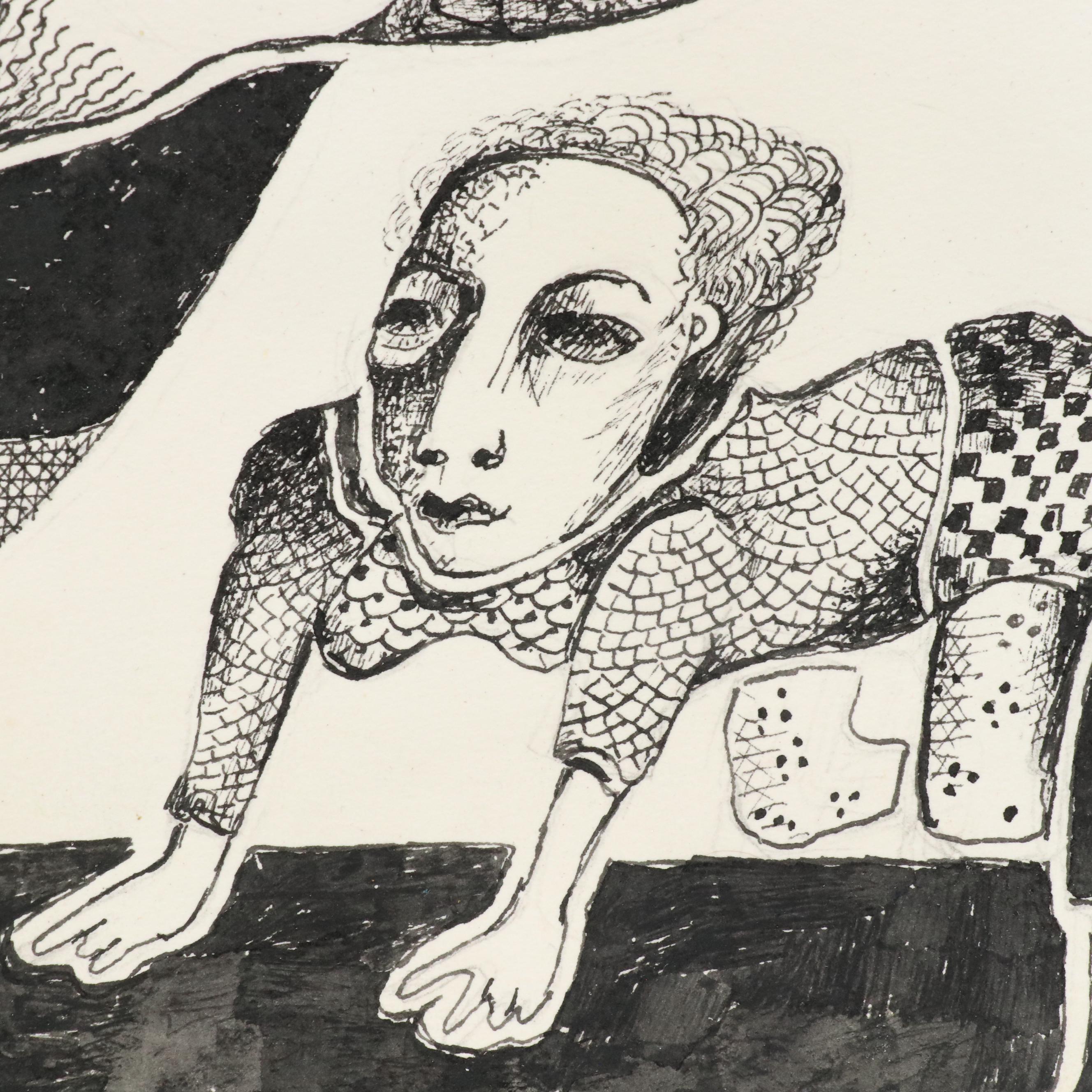 Nikolay Manuylov “Kuk” Surrealist Figural Ink Illustration, 2017