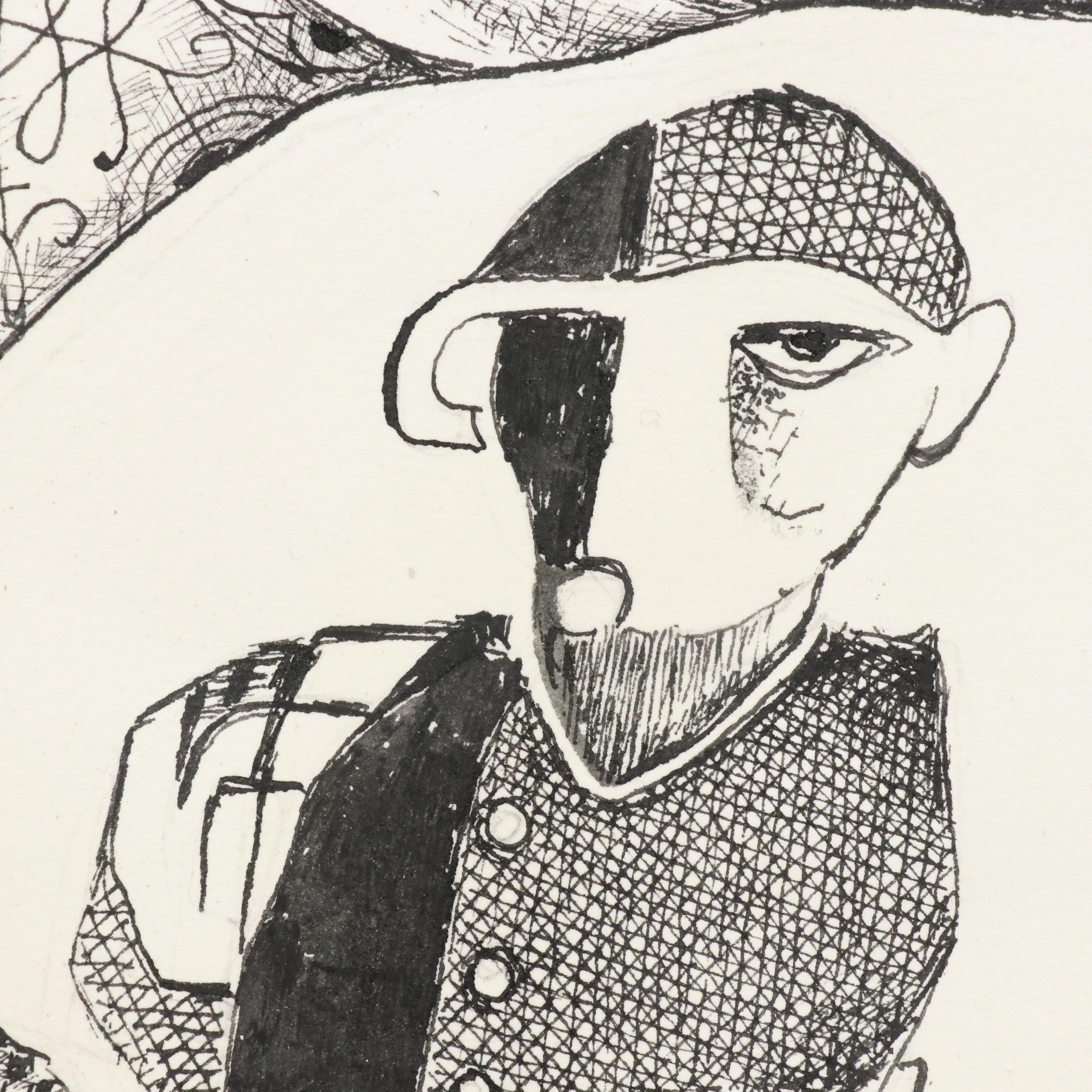 Nikolay Manuylov “Kuk” Surrealist Figural Ink Illustration, 2017