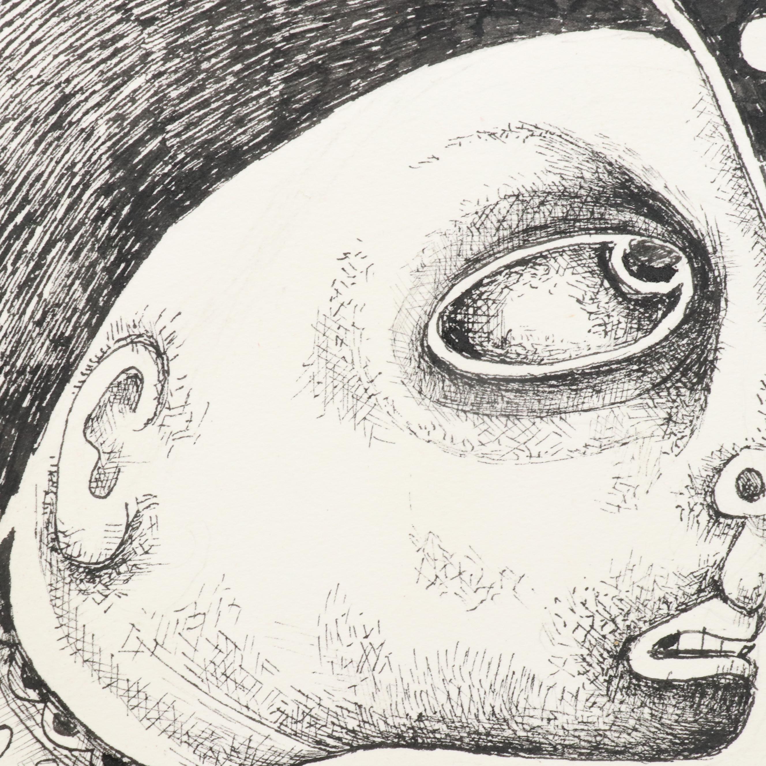 Nikolay Manuylov “Kuk” Surrealist Figural Ink Illustration, 2017