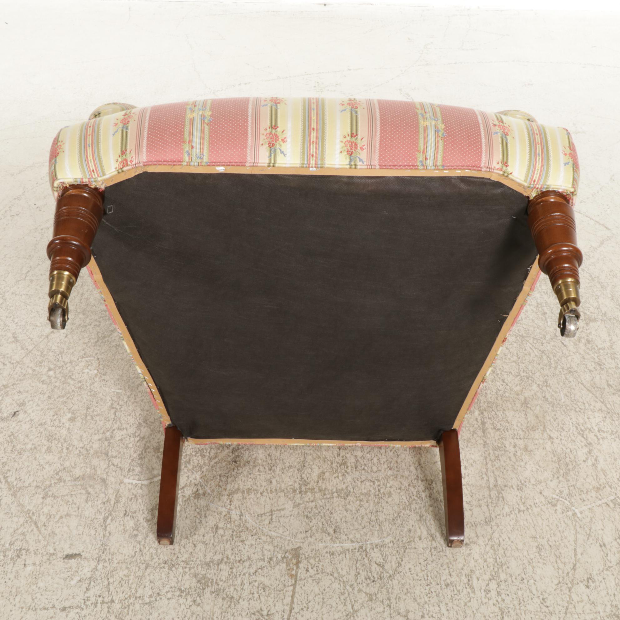 Upholstered Armchair with Turned Legs, Late 20th to 21st Century