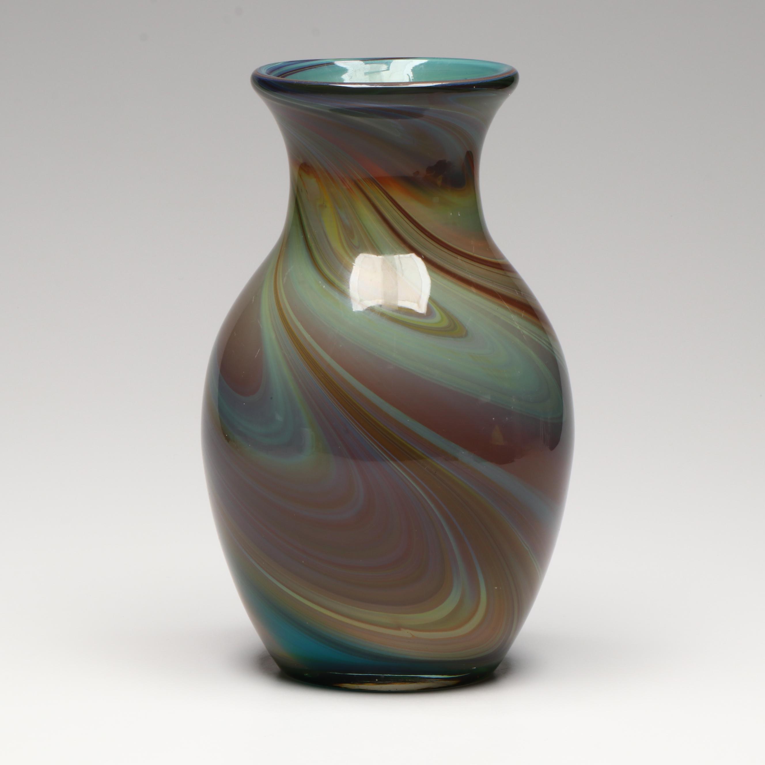 Multicolor Swirl Art Glass Vase