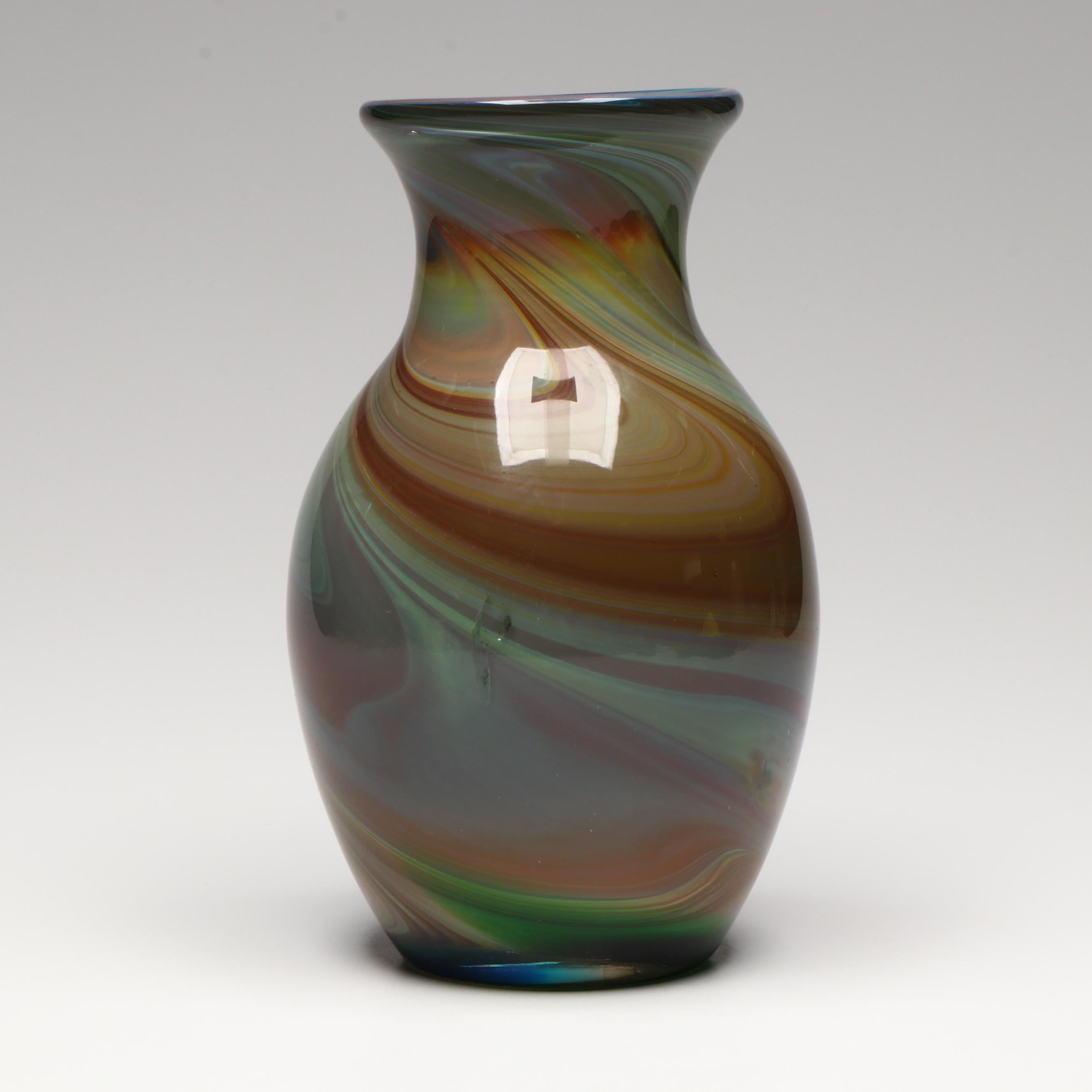 Multicolor Swirl Art Glass Vase