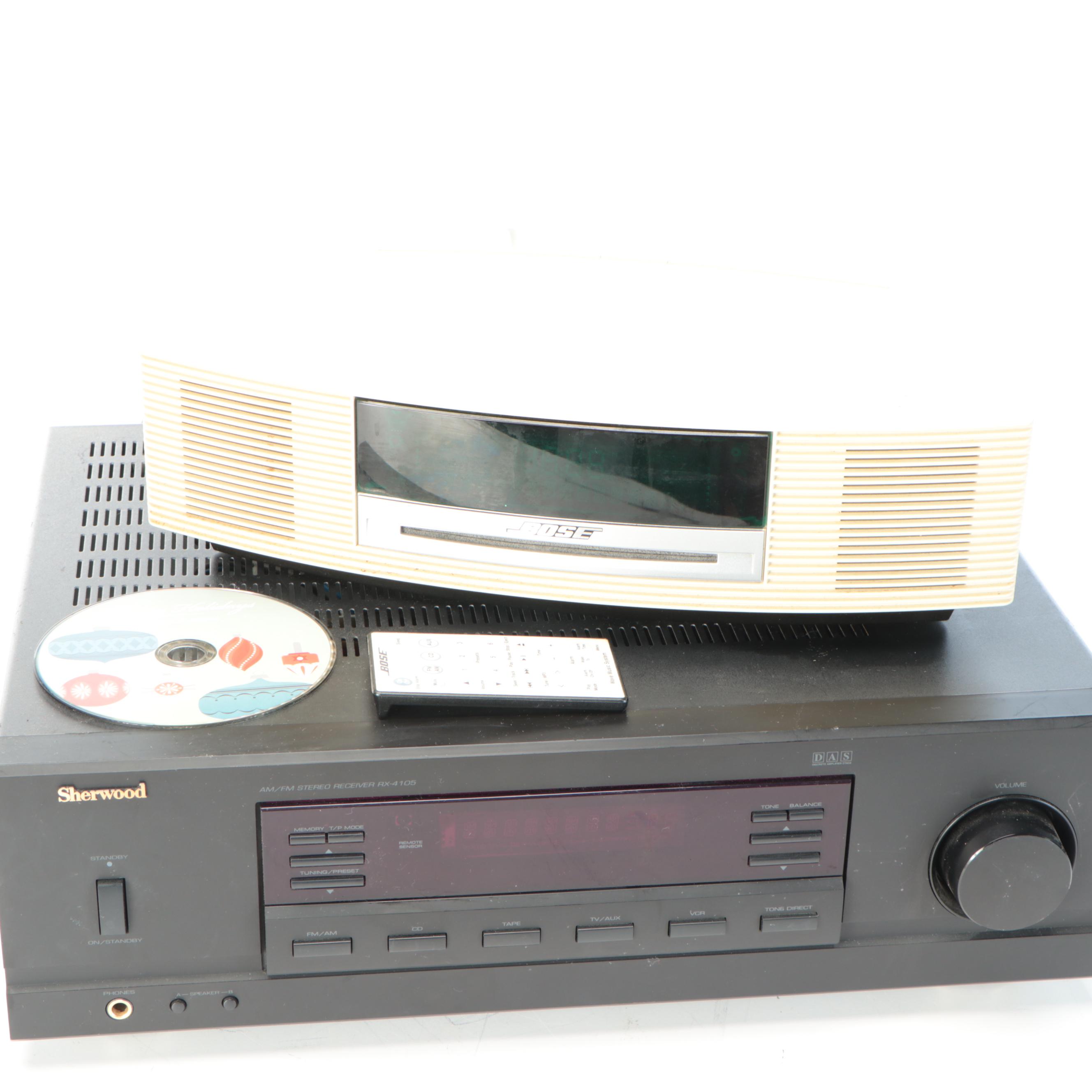 Sherwood Model RX-4105 Stereo Receiver and Bose Wave Music System