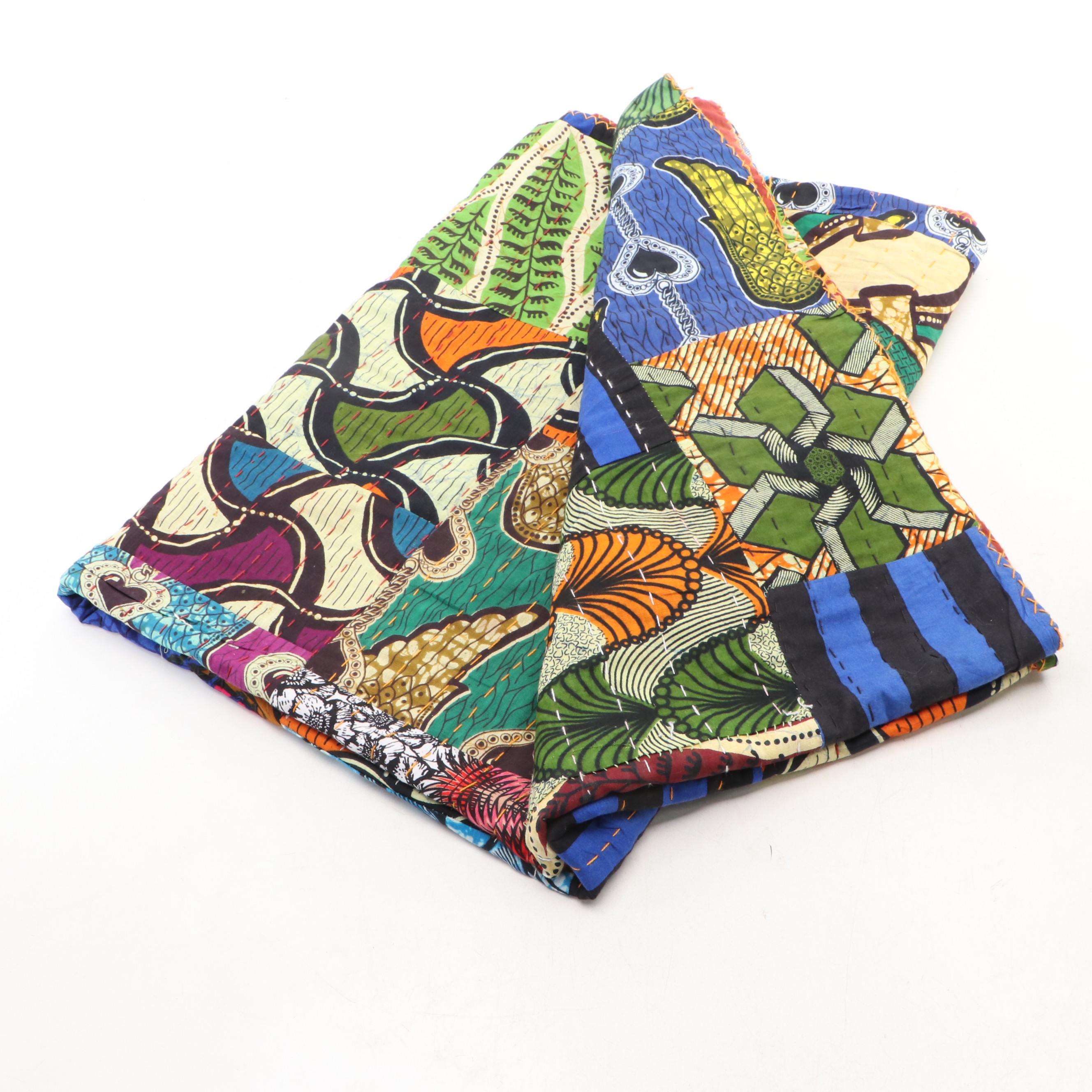 Indian Kantha Quilt Hand-Stitched Coverlets and Accent Pillows