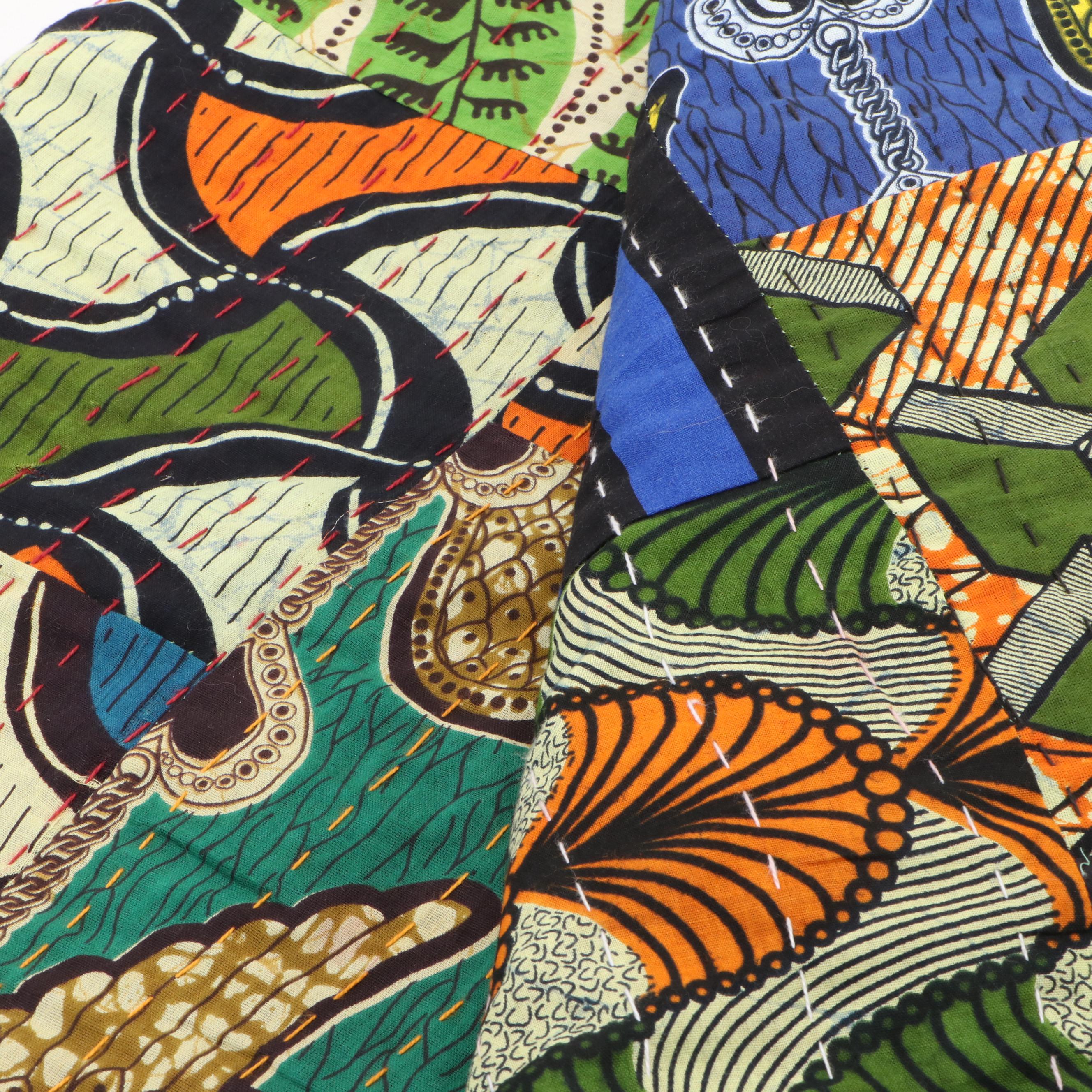 Indian Kantha Quilt Hand-Stitched Coverlets and Accent Pillows