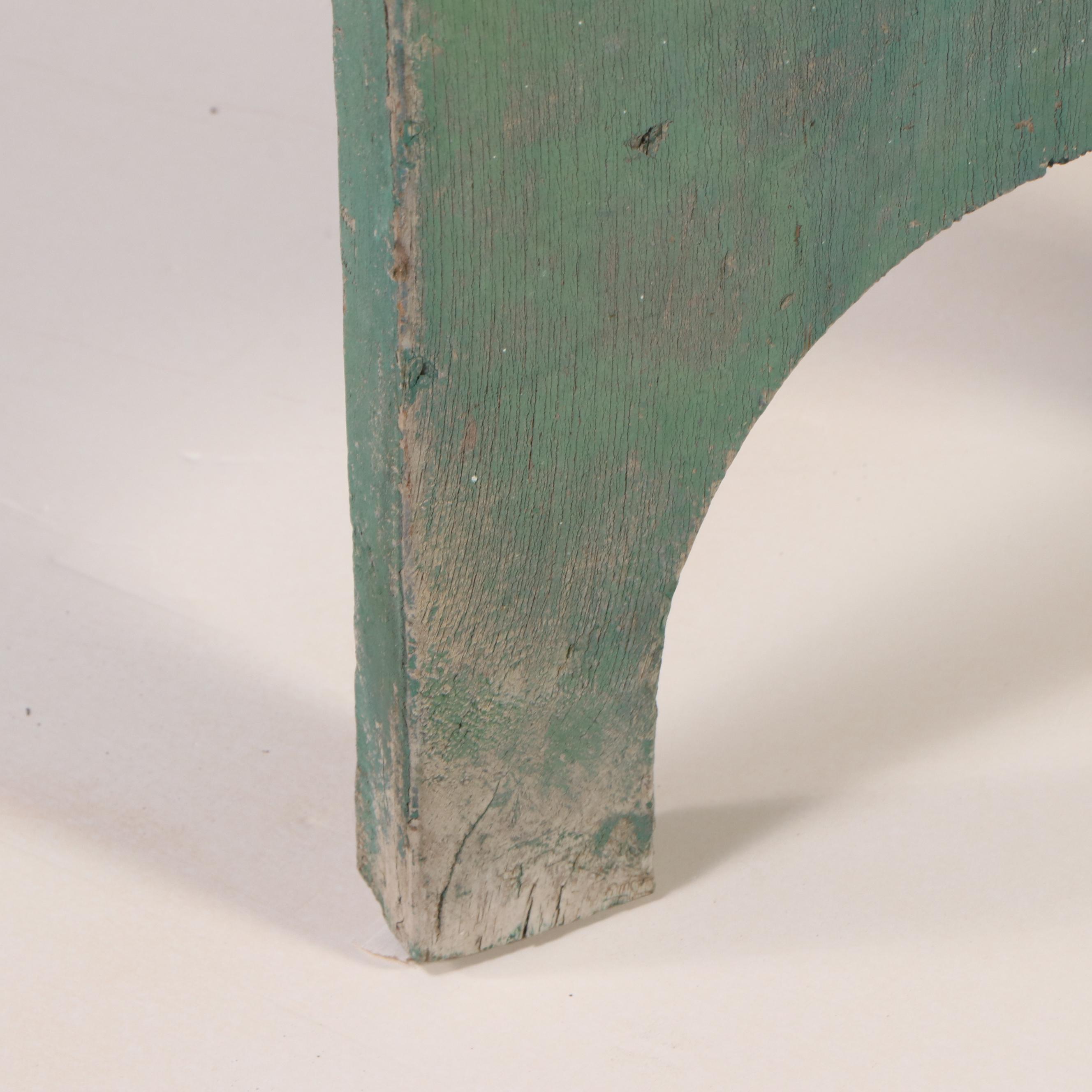 Two American Primitive Bootjack-Style Painted Wood Benches, Mid-20th Century