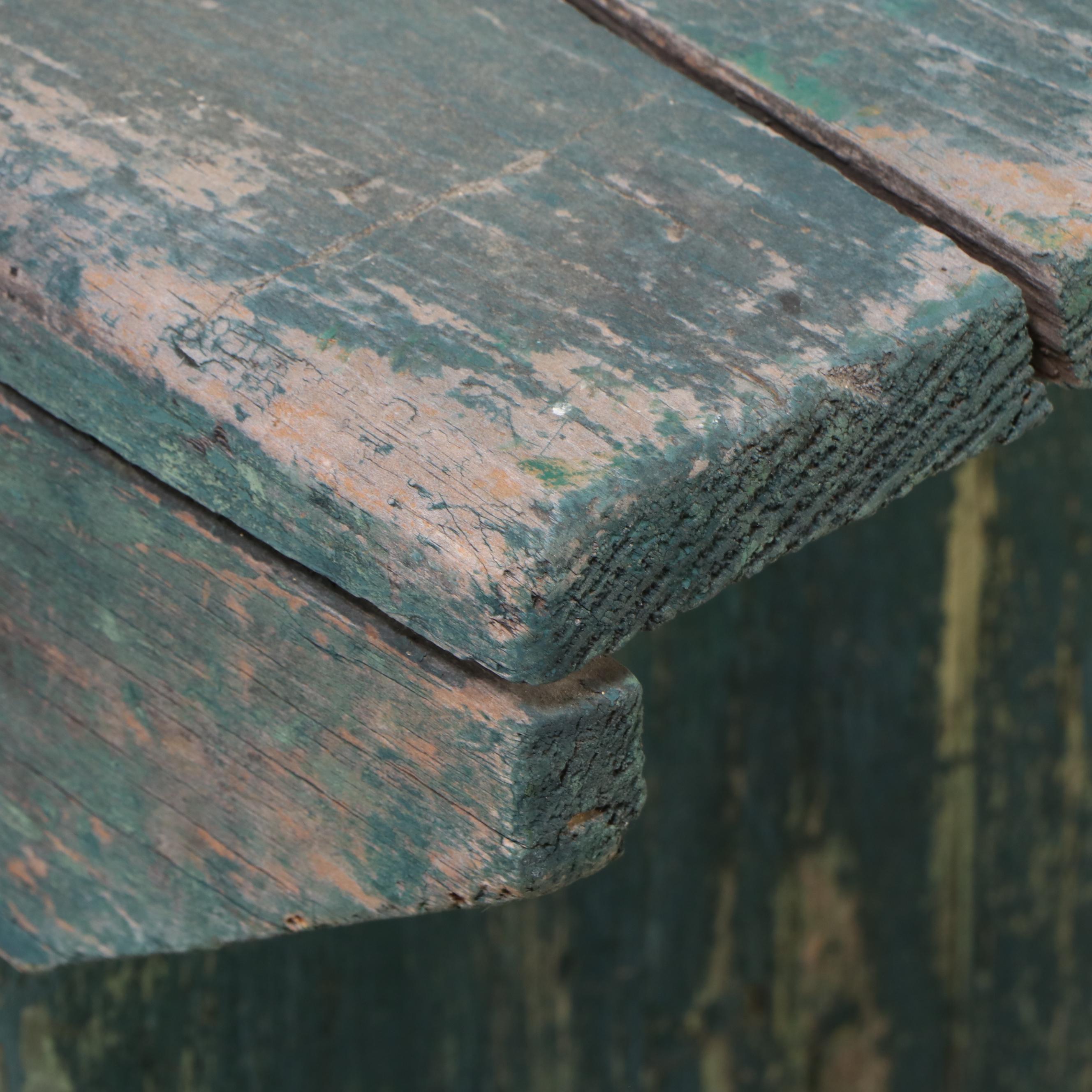 Two American Primitive Bootjack-Style Painted Wood Benches, Mid-20th Century