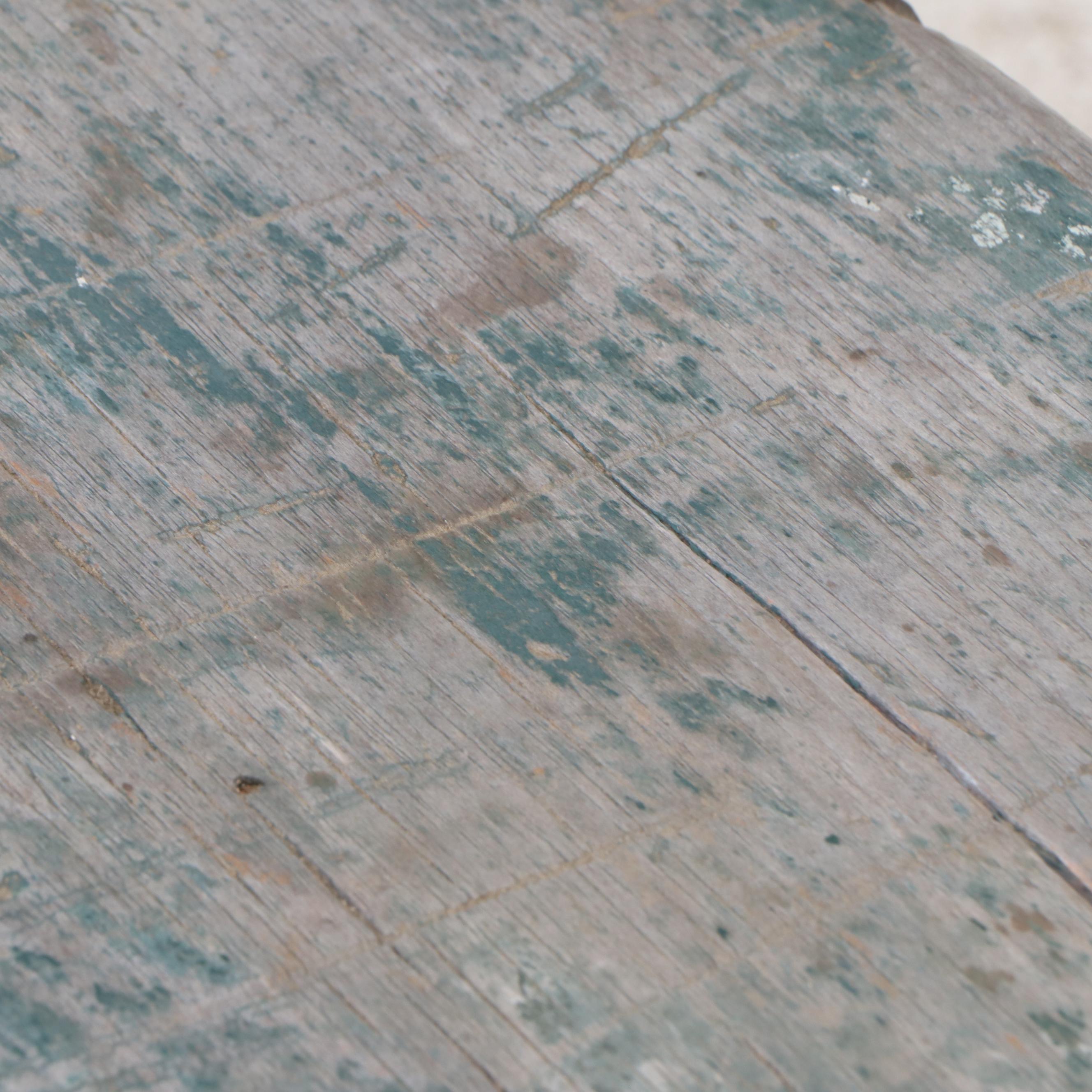 Two American Primitive Bootjack-Style Painted Wood Benches, Mid-20th Century
