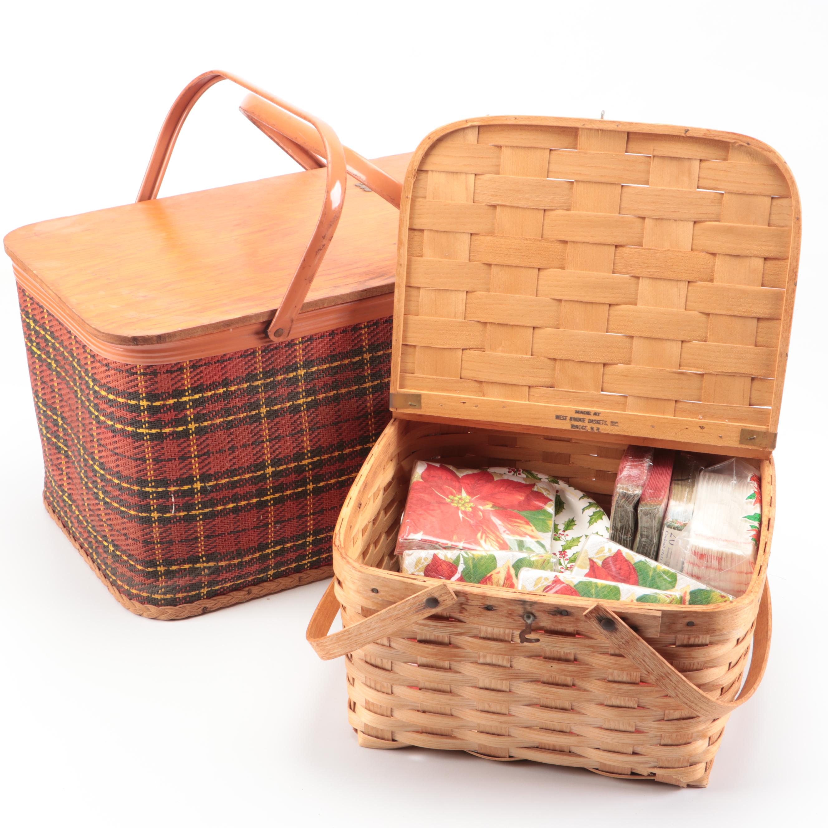 Vintage Redmon with West Hindge Picnic Baskets and Disposable Tableware