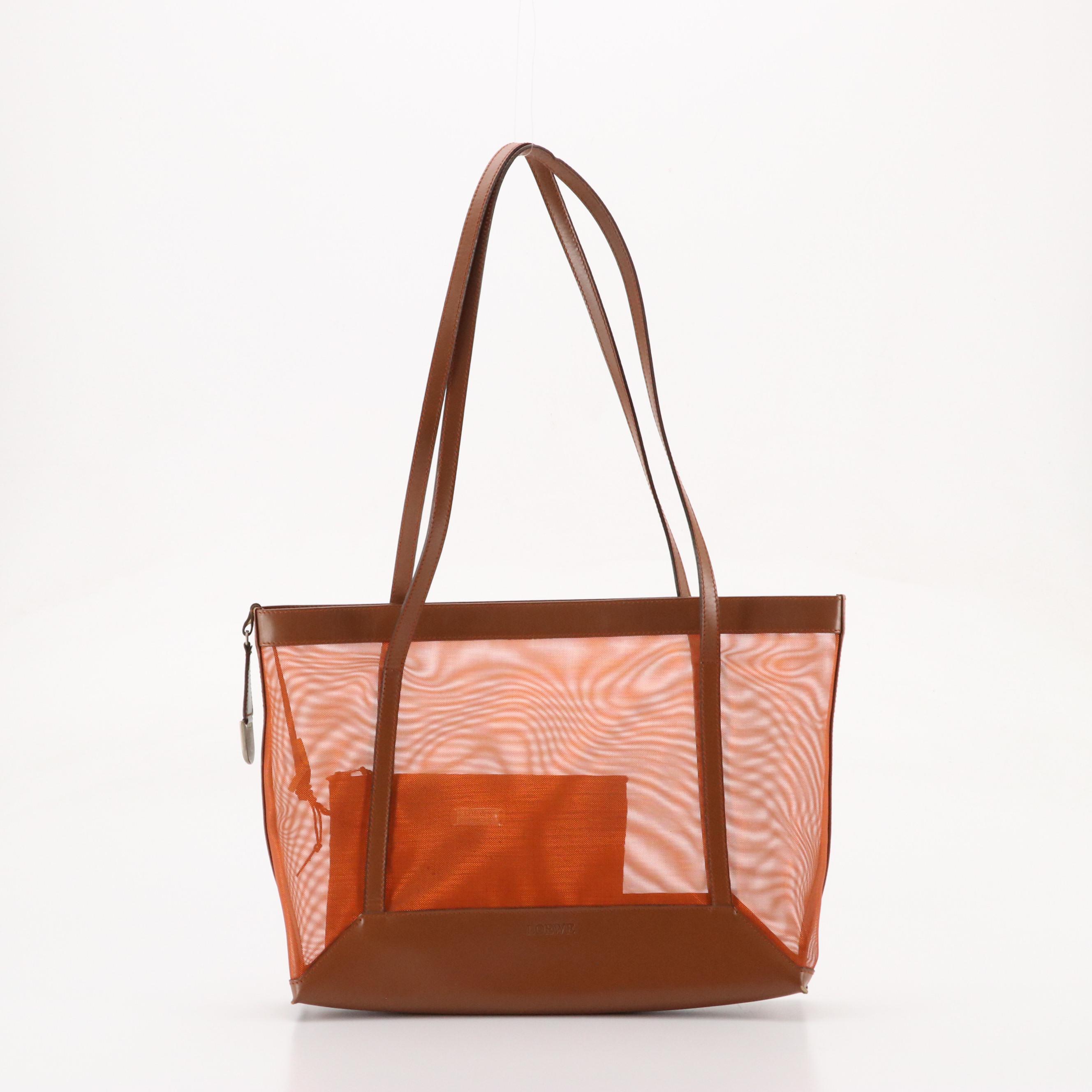 Loewe Mesh Tote with Leather Trim and Pouch