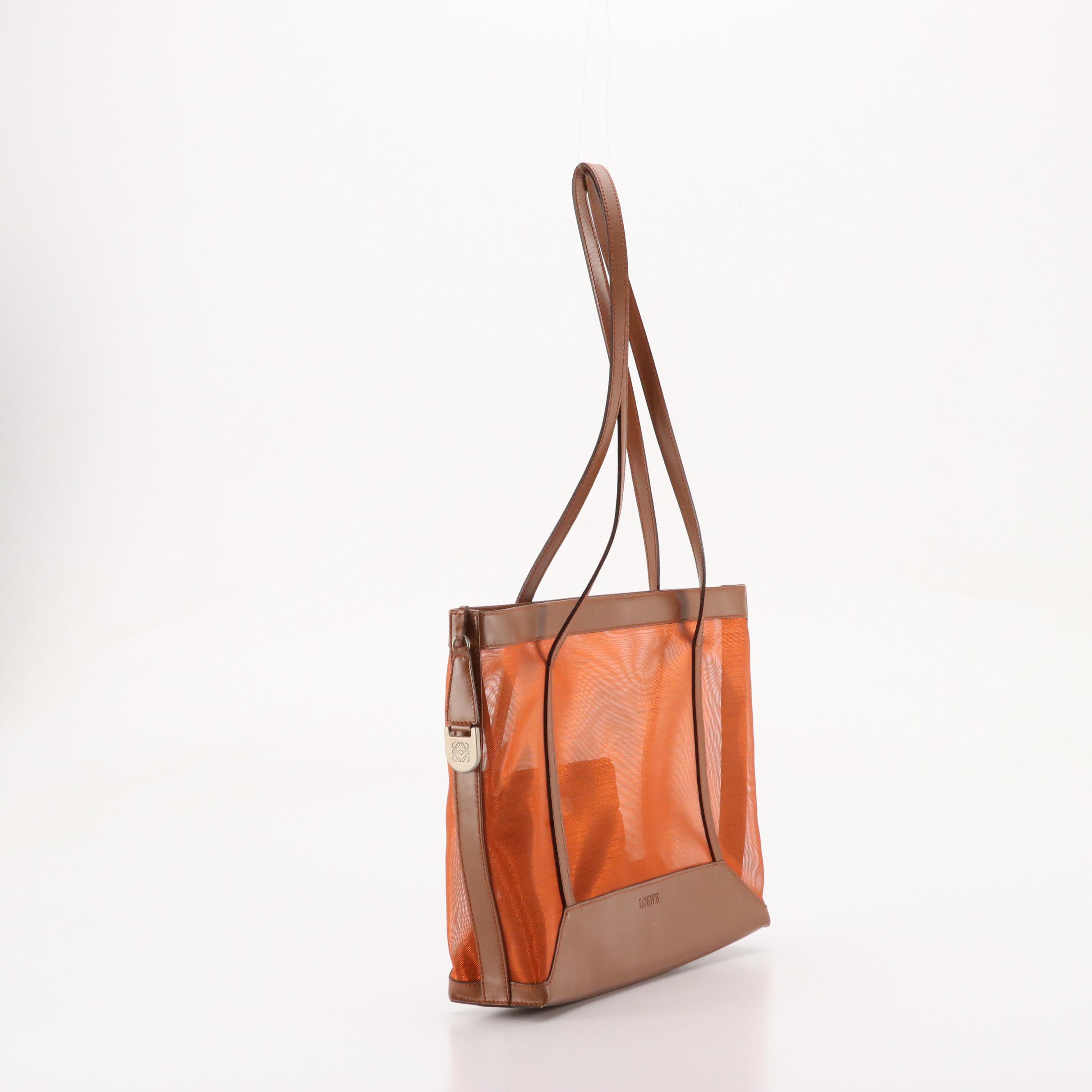 Loewe Mesh Tote with Leather Trim and Pouch
