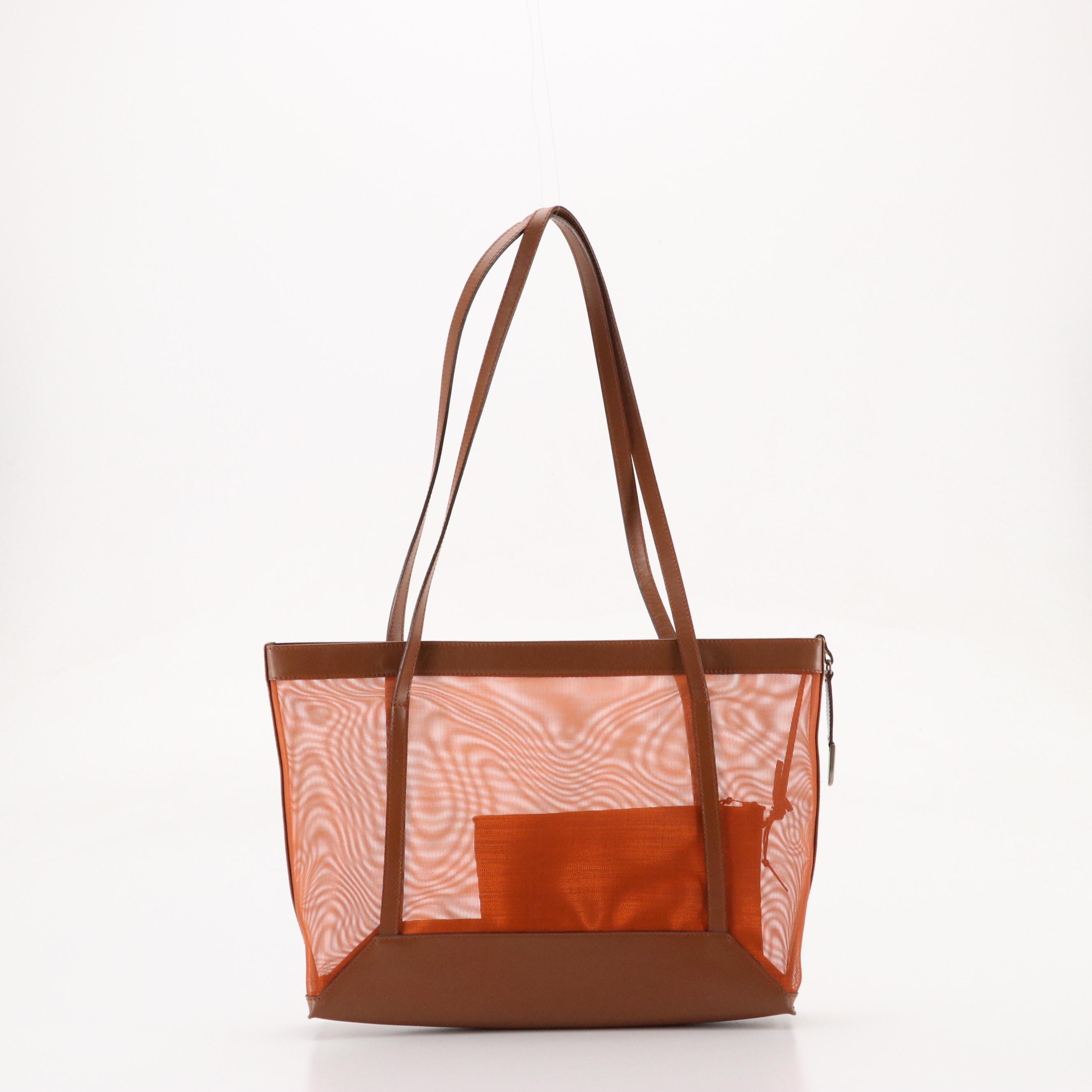 Loewe Mesh Tote with Leather Trim and Pouch