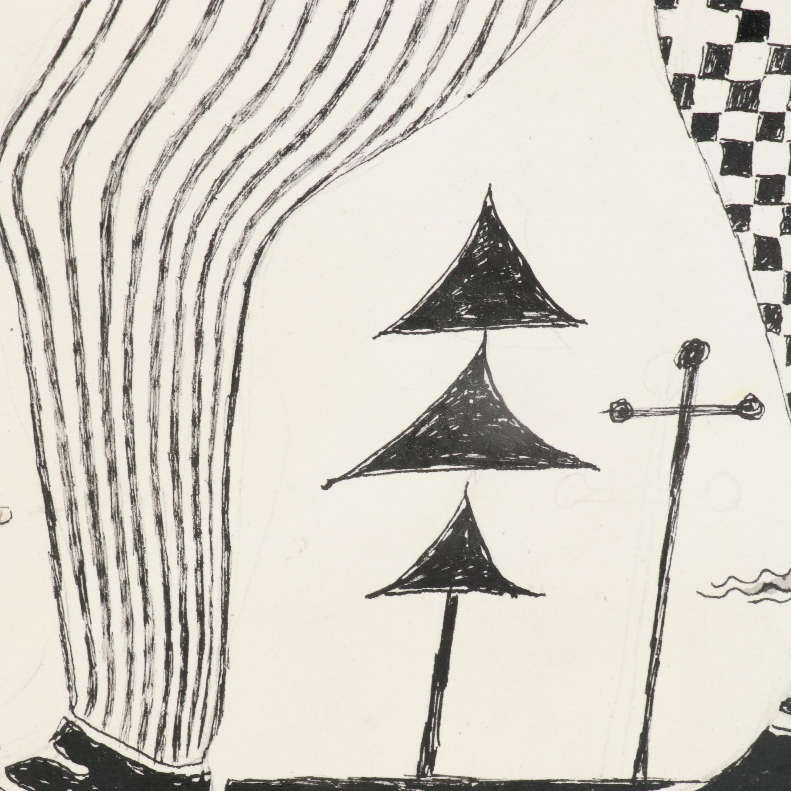 Nikolay Manuylov “Kuk” Surrealist Figural Ink Illustration, 2017