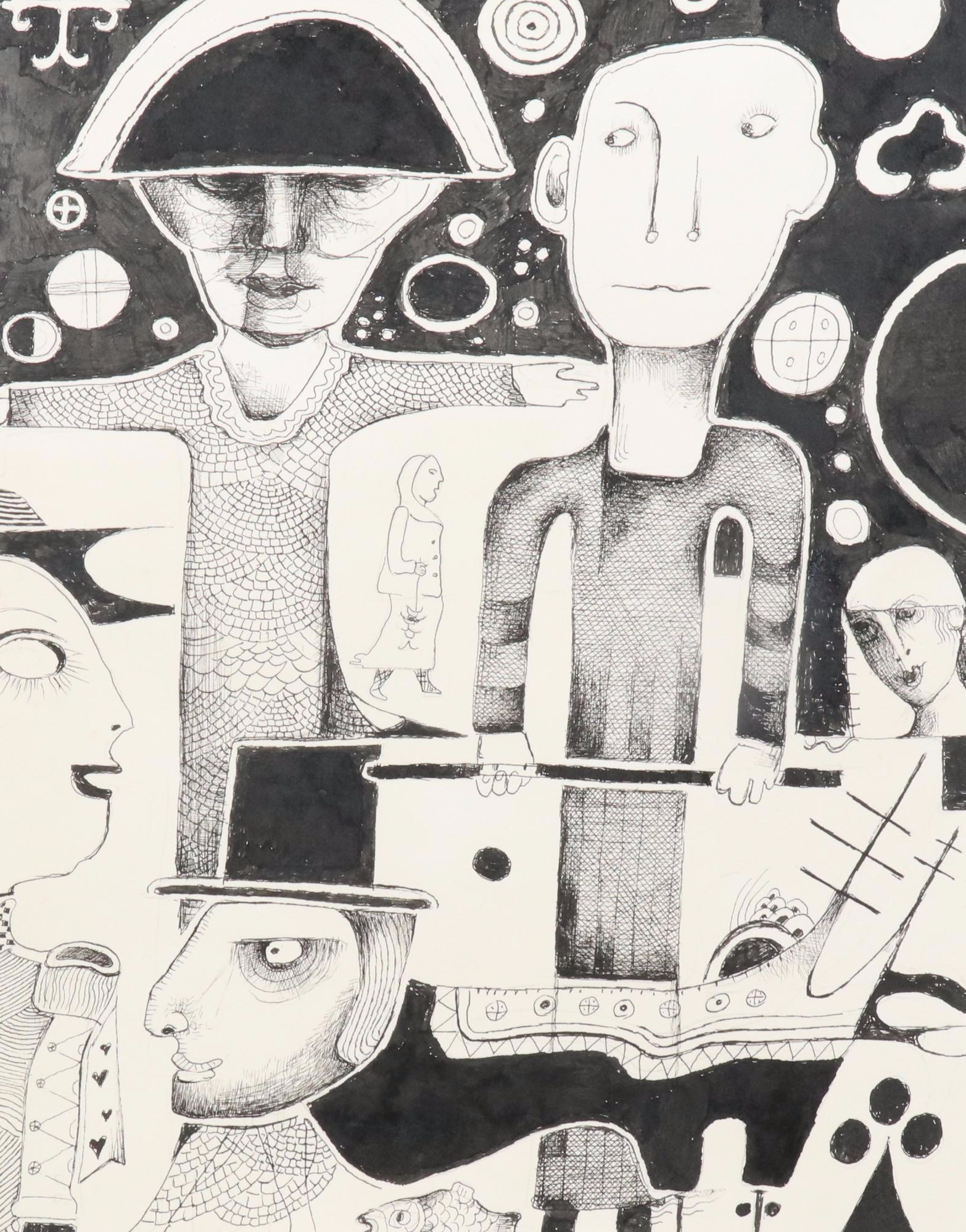 Nikolay Manuylov “Kuk” Surrealist Figural Ink Illustration, 2017