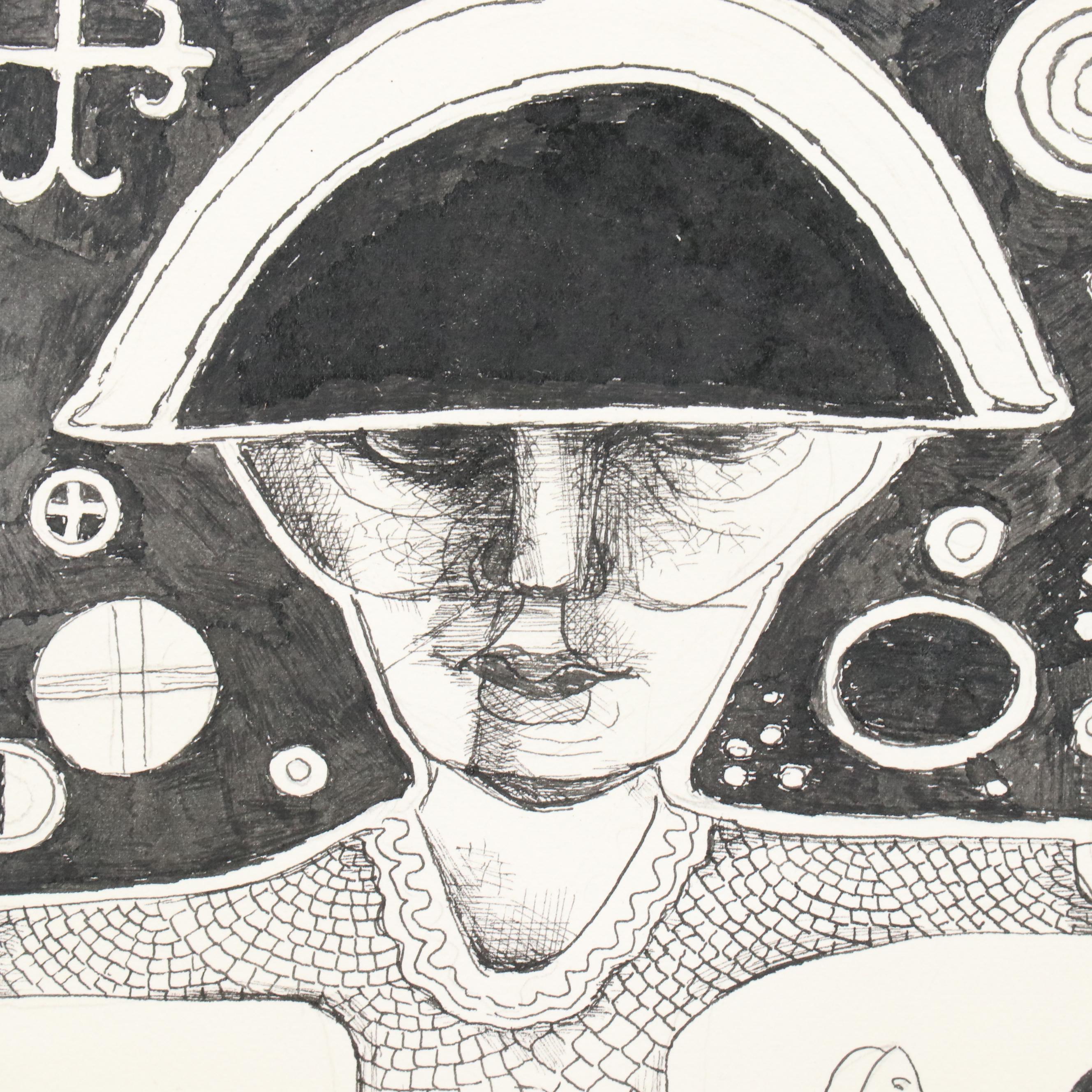 Nikolay Manuylov “Kuk” Surrealist Figural Ink Illustration, 2017