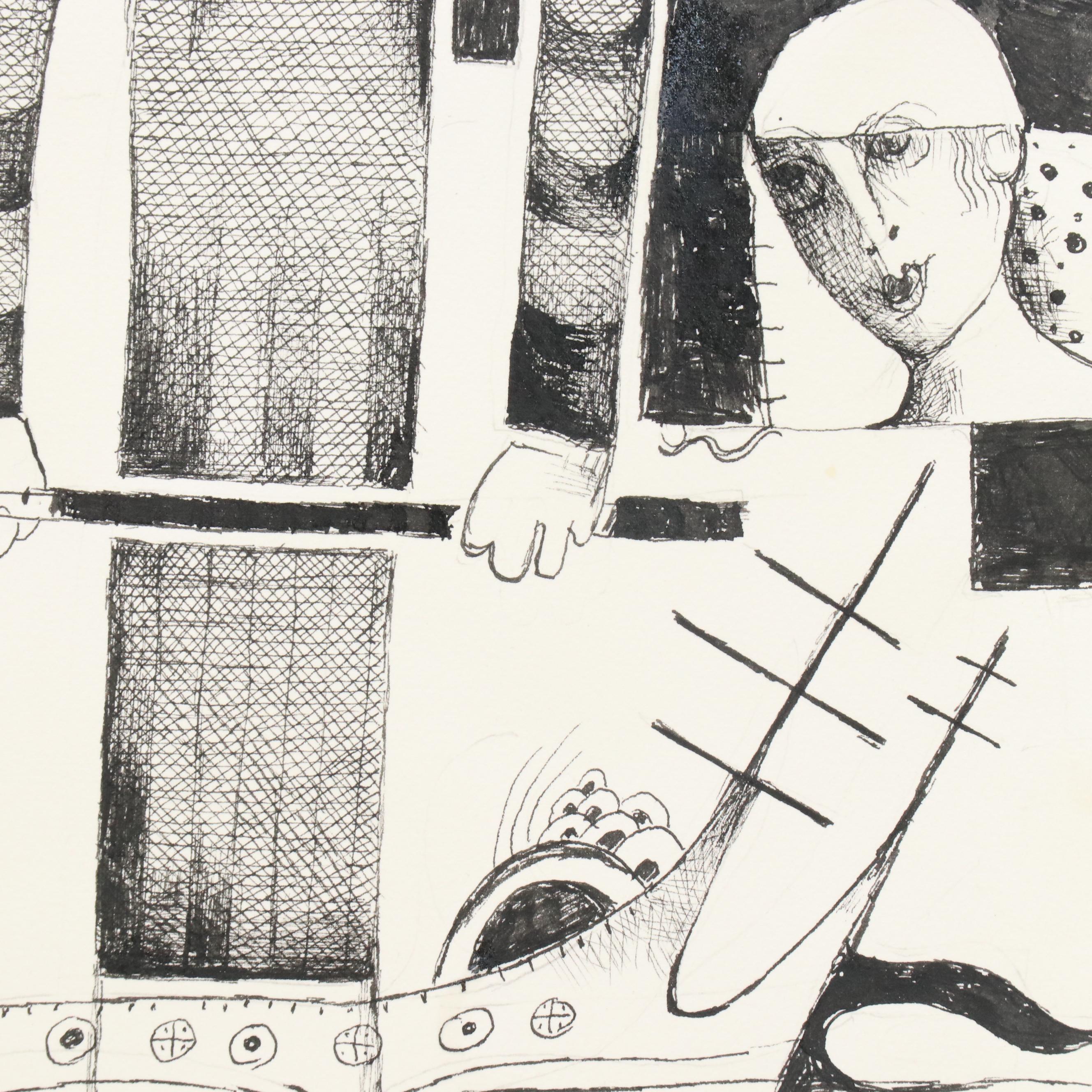 Nikolay Manuylov “Kuk” Surrealist Figural Ink Illustration, 2017