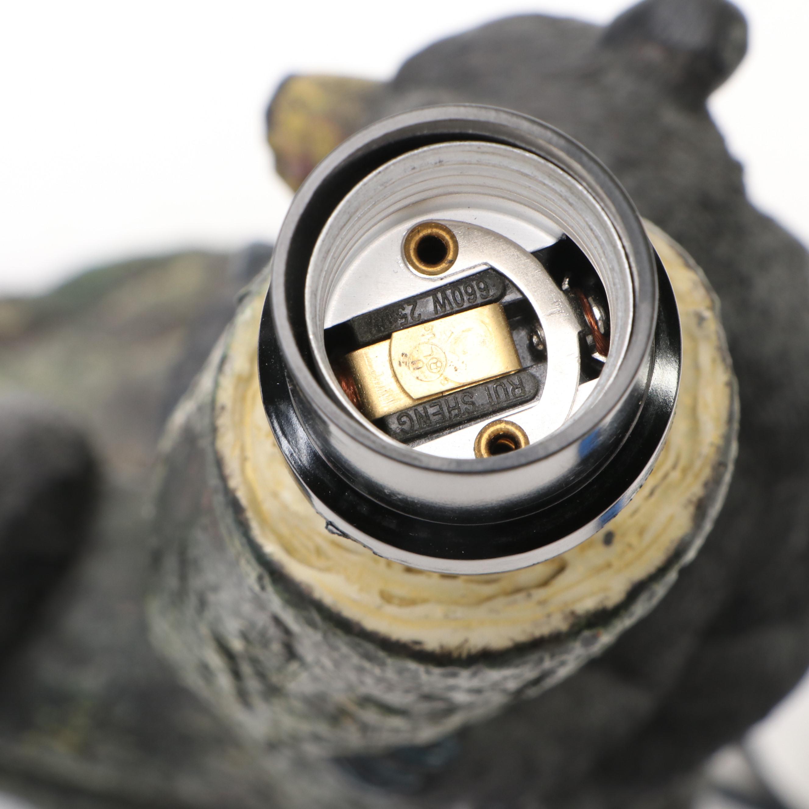 Rustic Cabin Decor Black Bear Cubs on Tree Stump Accent Lamp & Coordinating Bowl