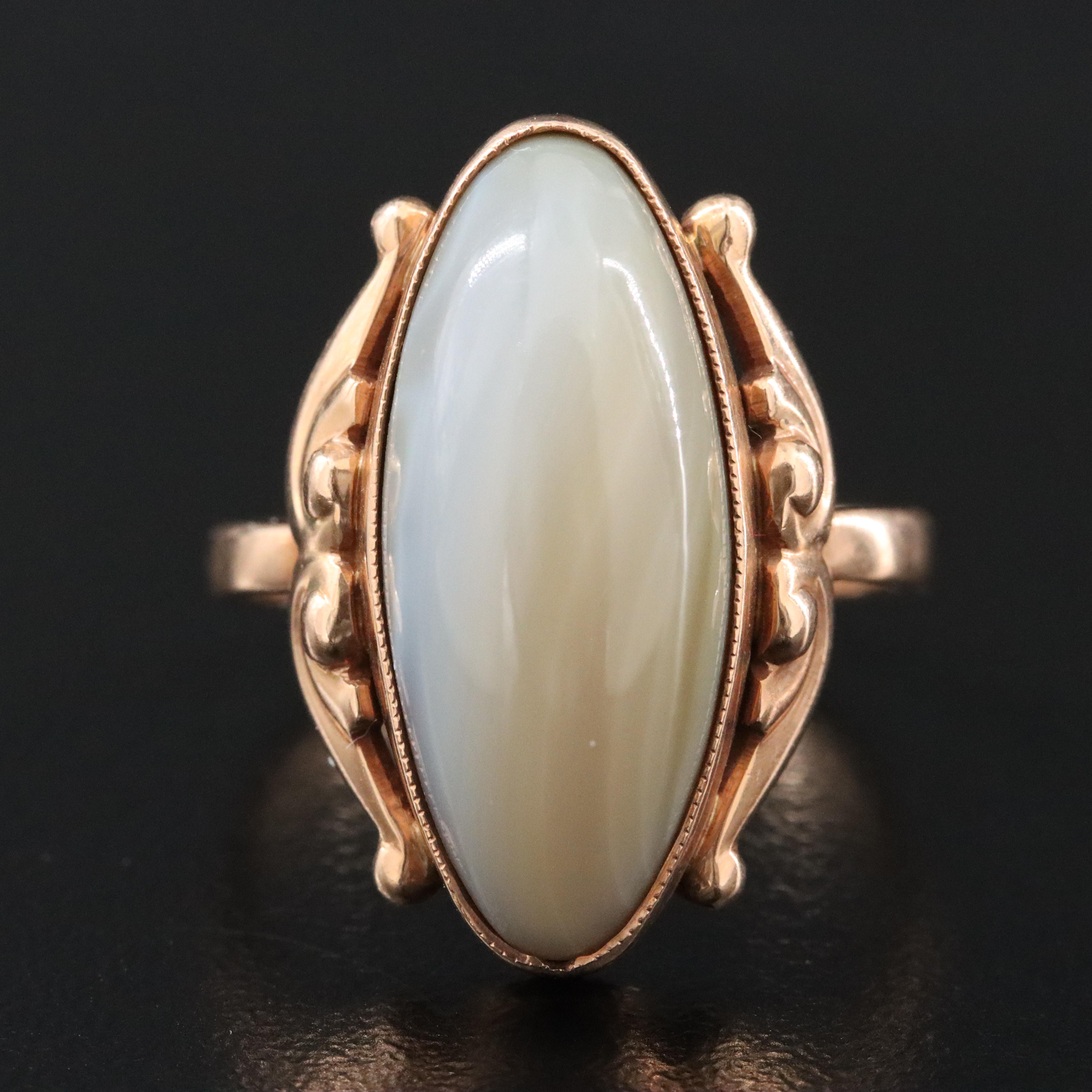 14K Rose Gold Agate Ring