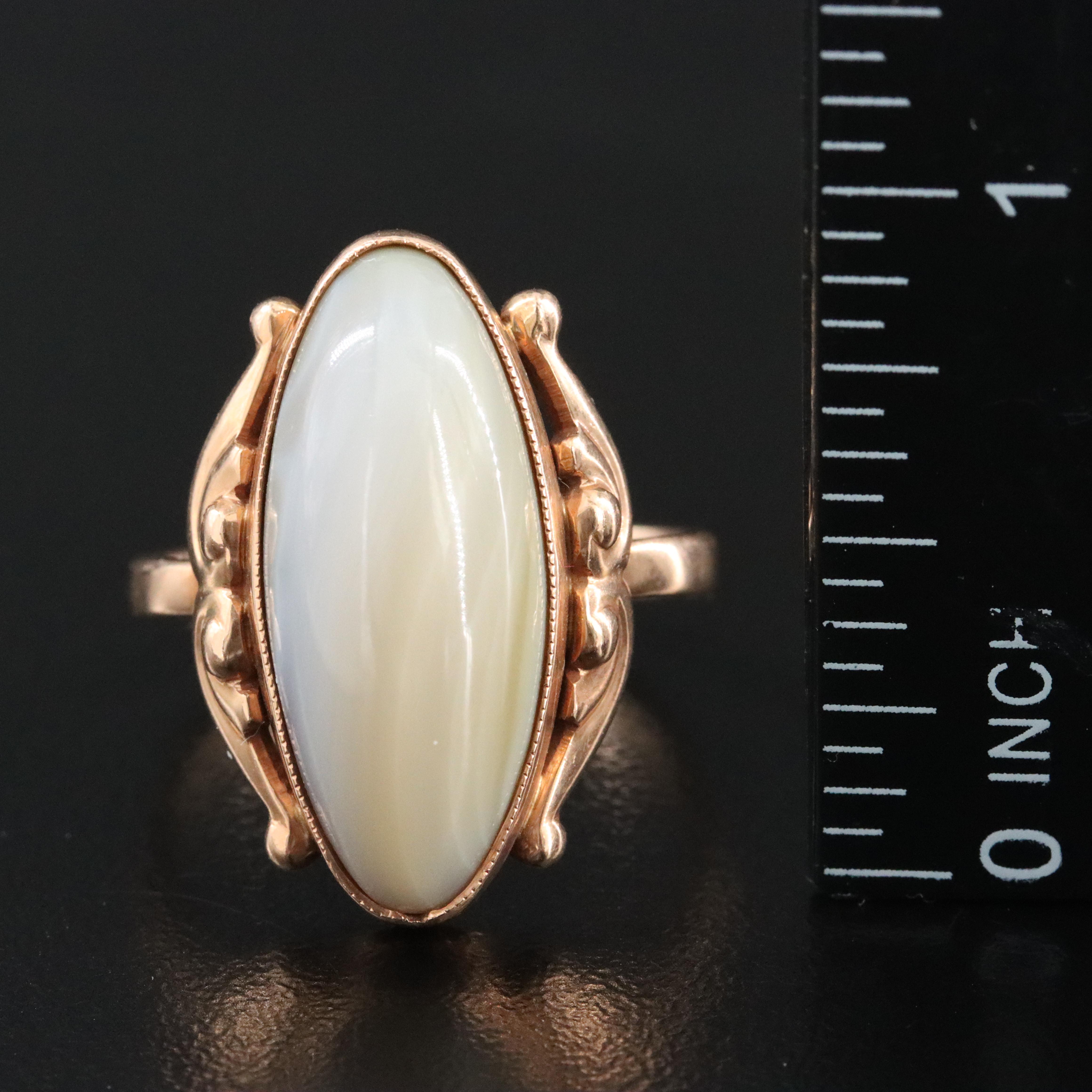 14K Rose Gold Agate Ring