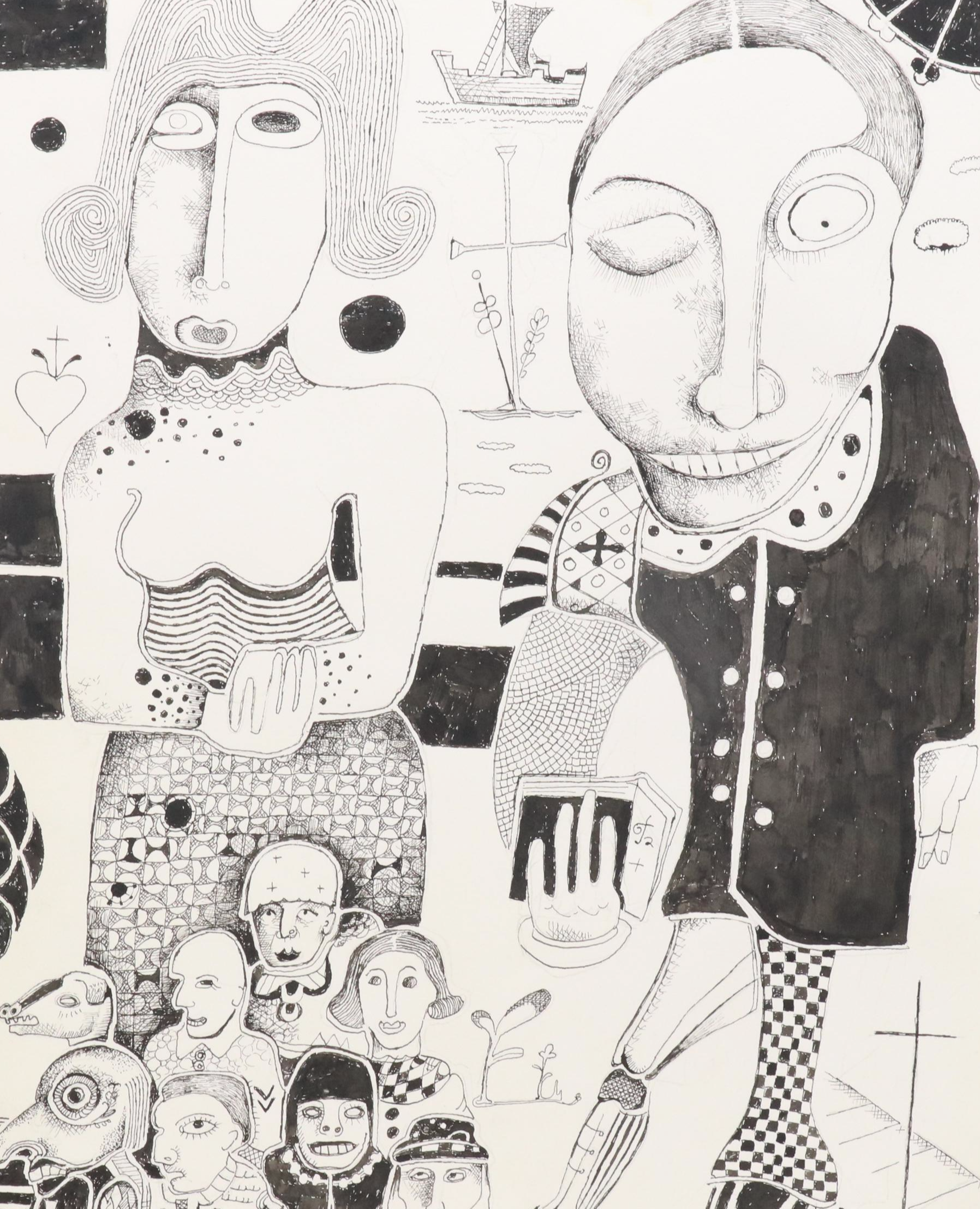 Nikolay Manuylov “Kuk” Surrealist Figural Ink Illustration, 2016