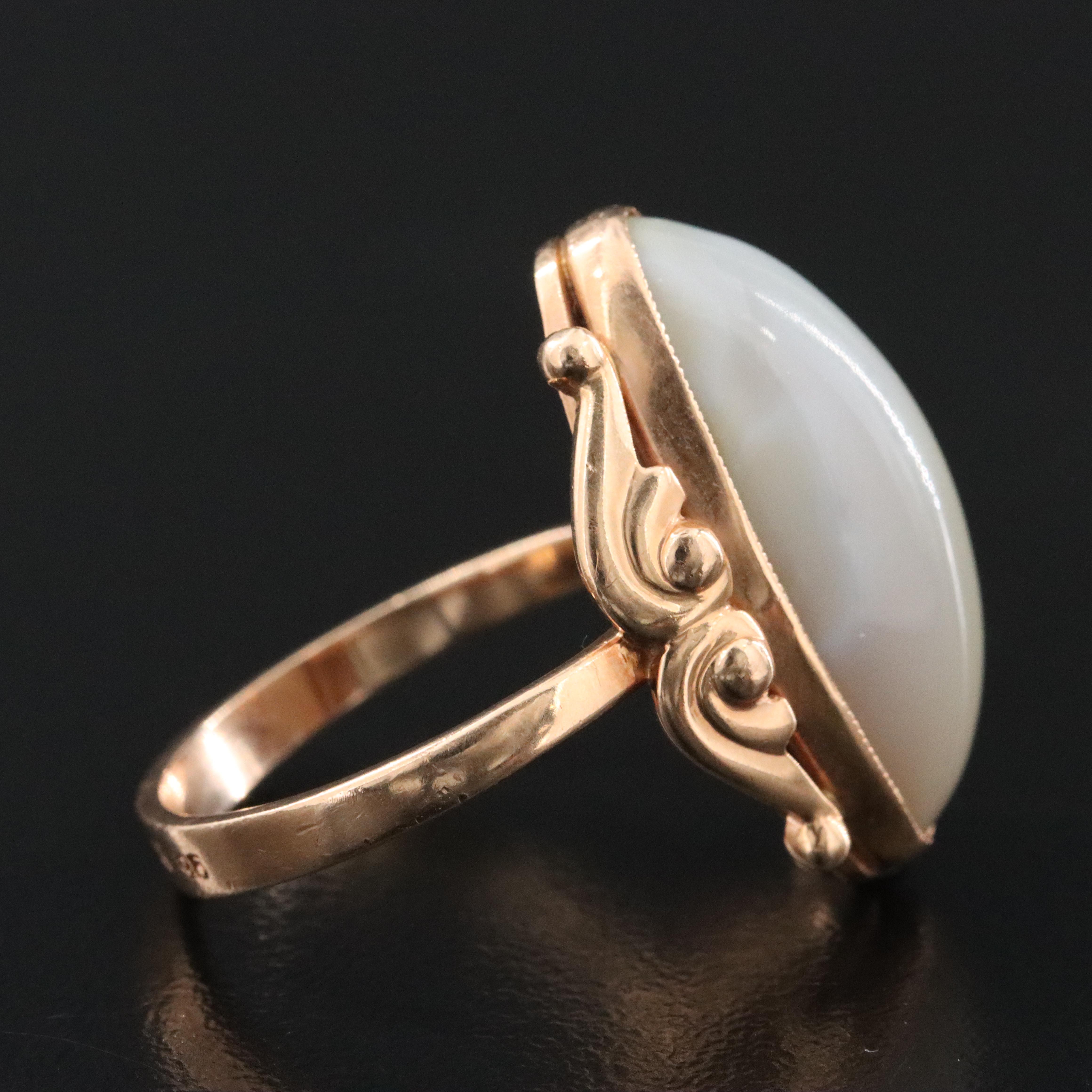 14K Rose Gold Agate Ring