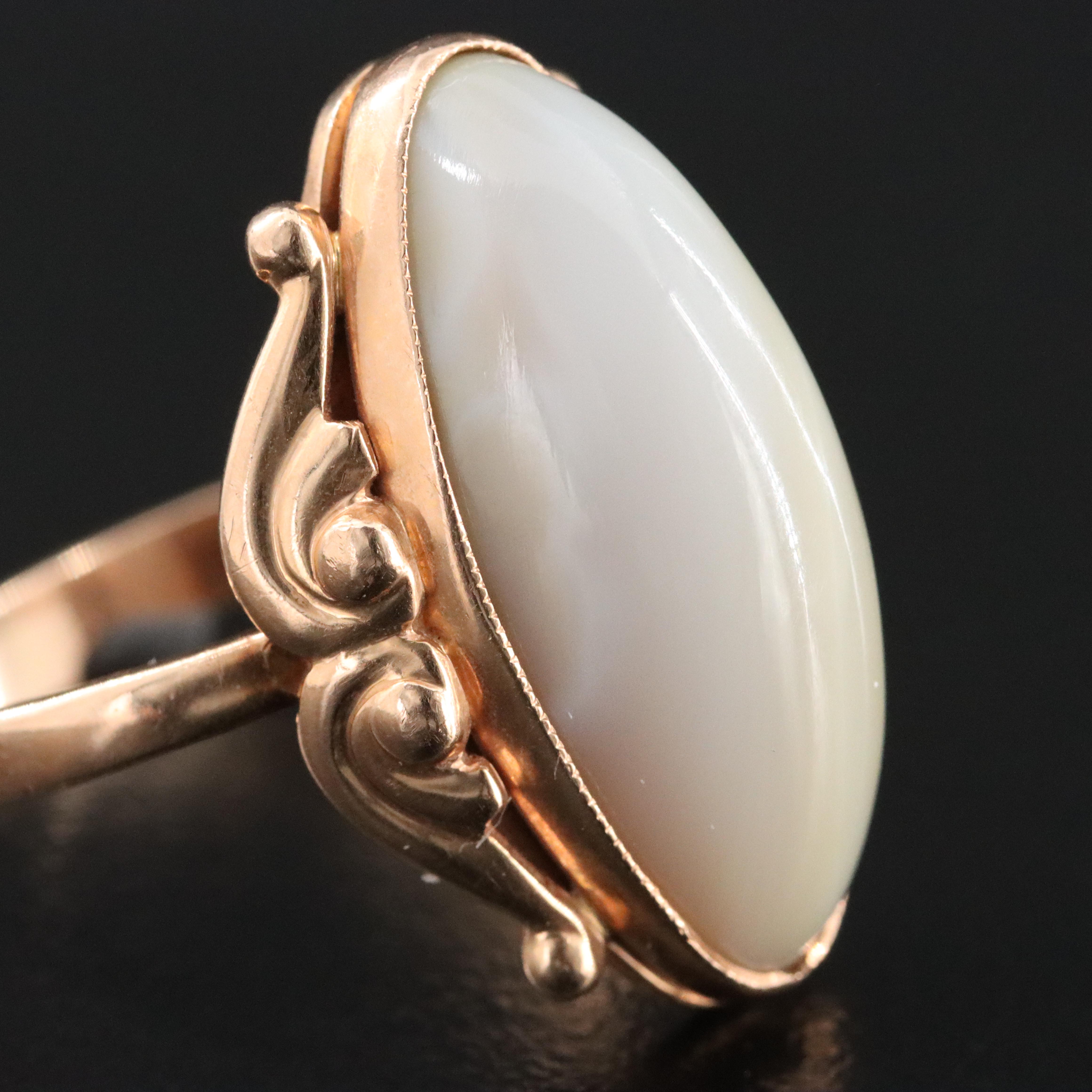 14K Rose Gold Agate Ring