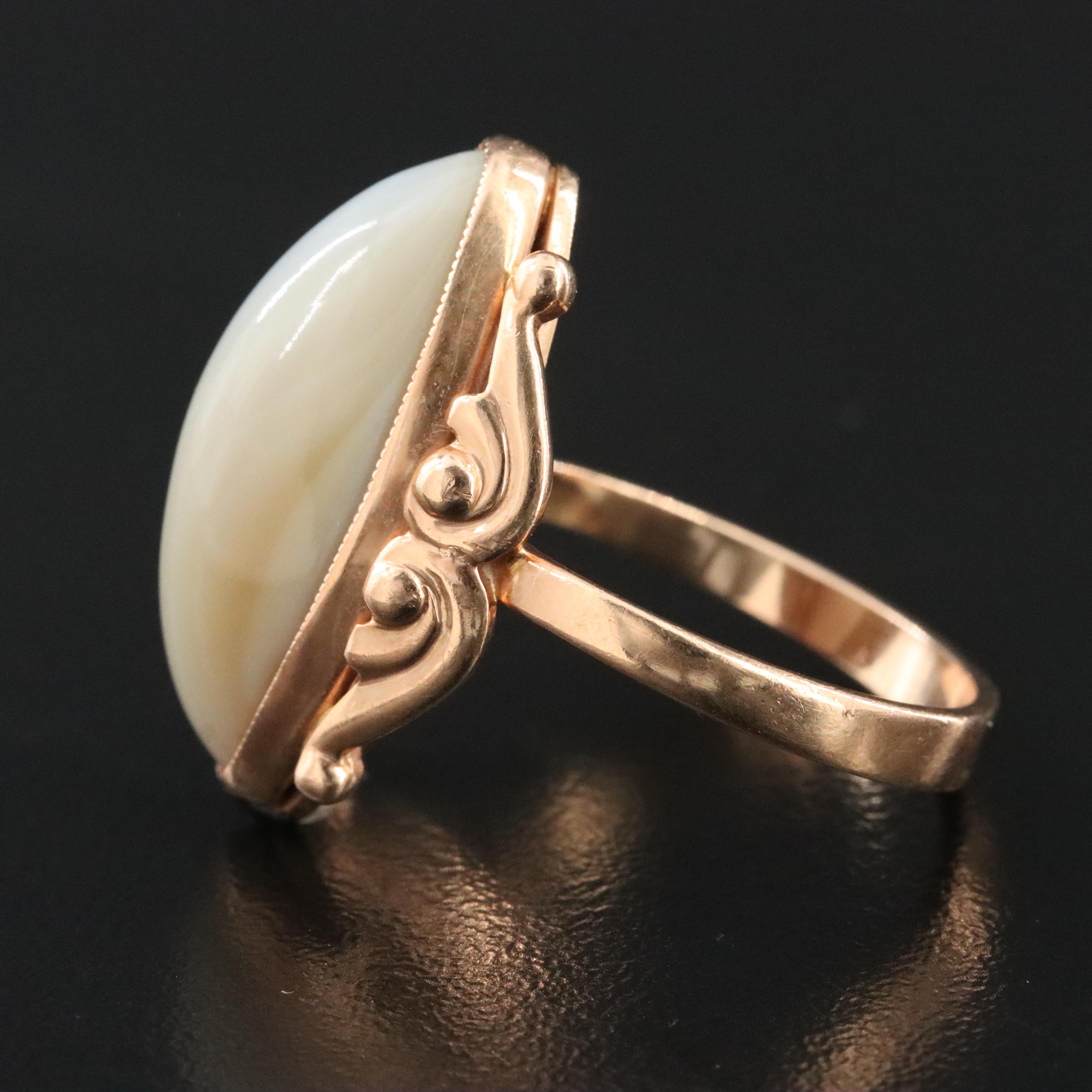 14K Rose Gold Agate Ring