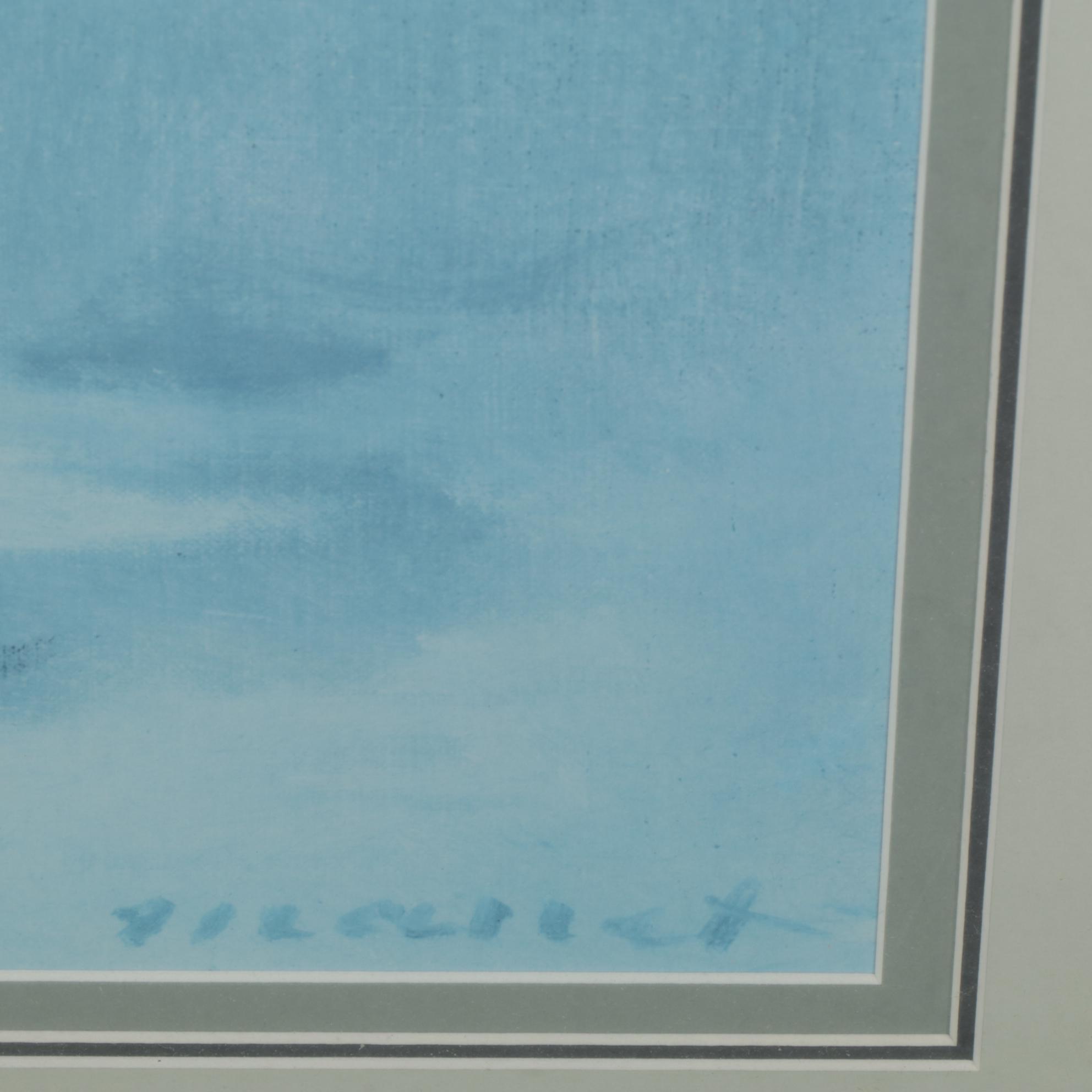 Offset Lithograph After Édouard Manet Blue Monochrome Floral Still Life