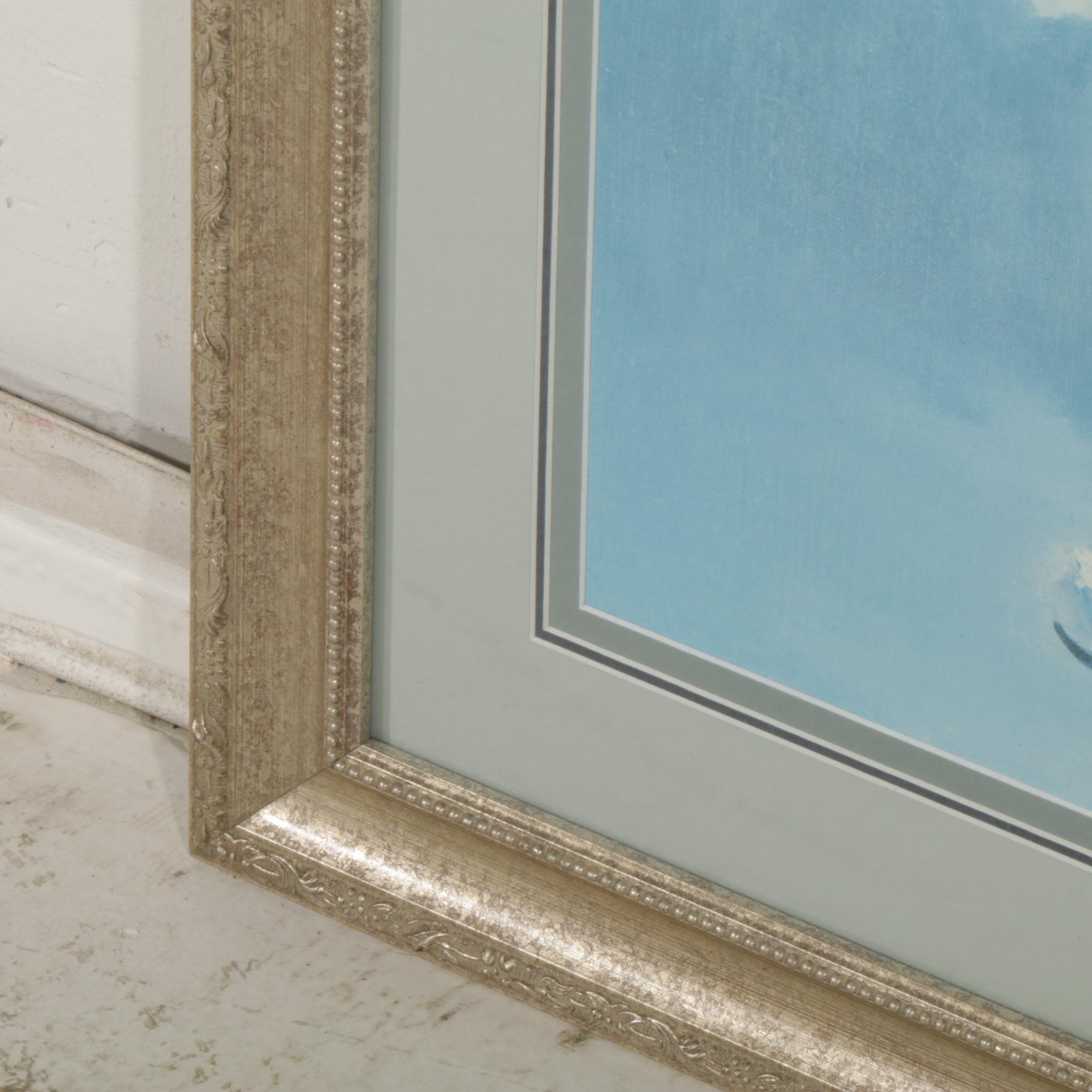 Offset Lithograph After Édouard Manet Blue Monochrome Floral Still Life