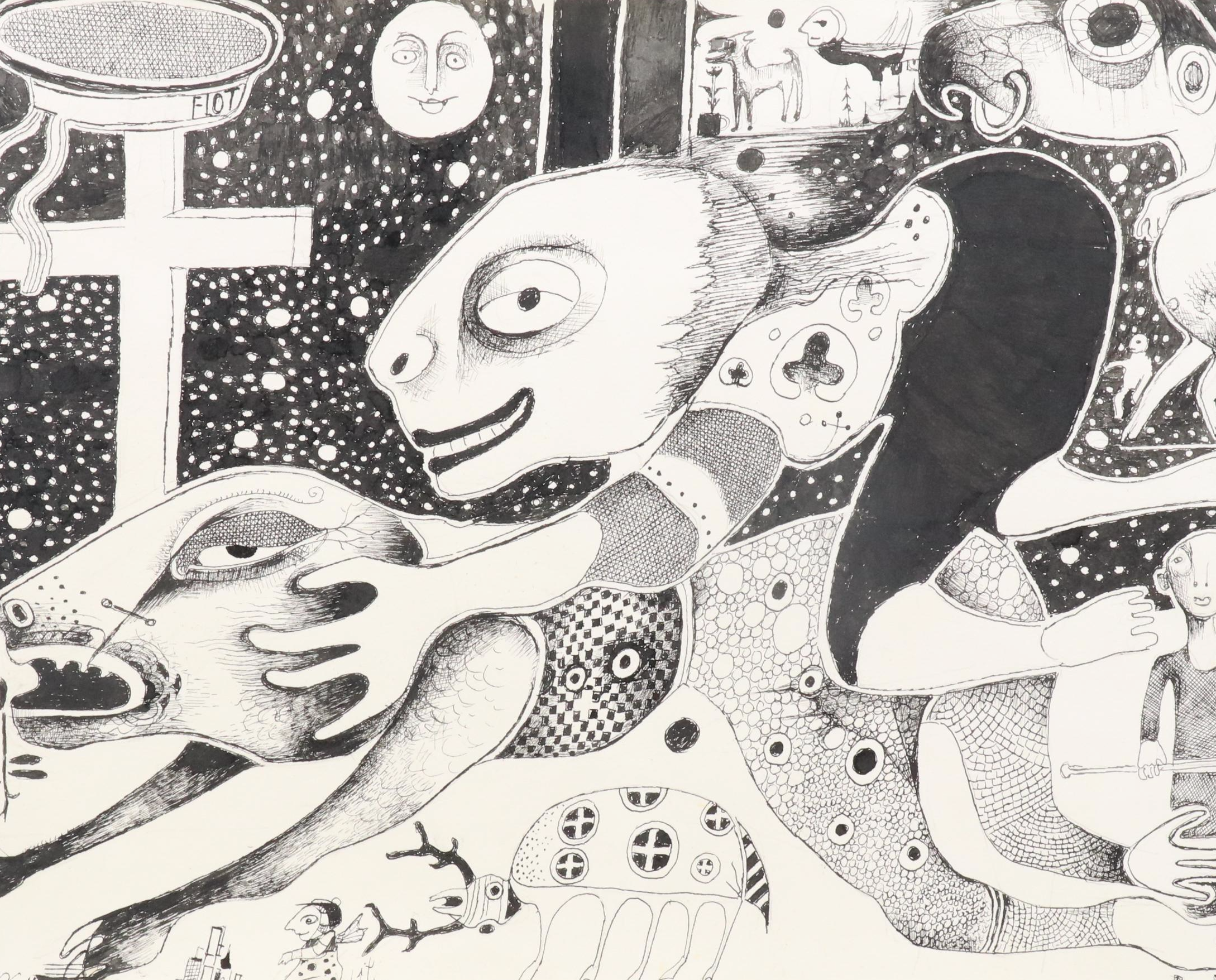 Nikolay Manuylov “Kuk” Surrealist Ink Illustration, 2017