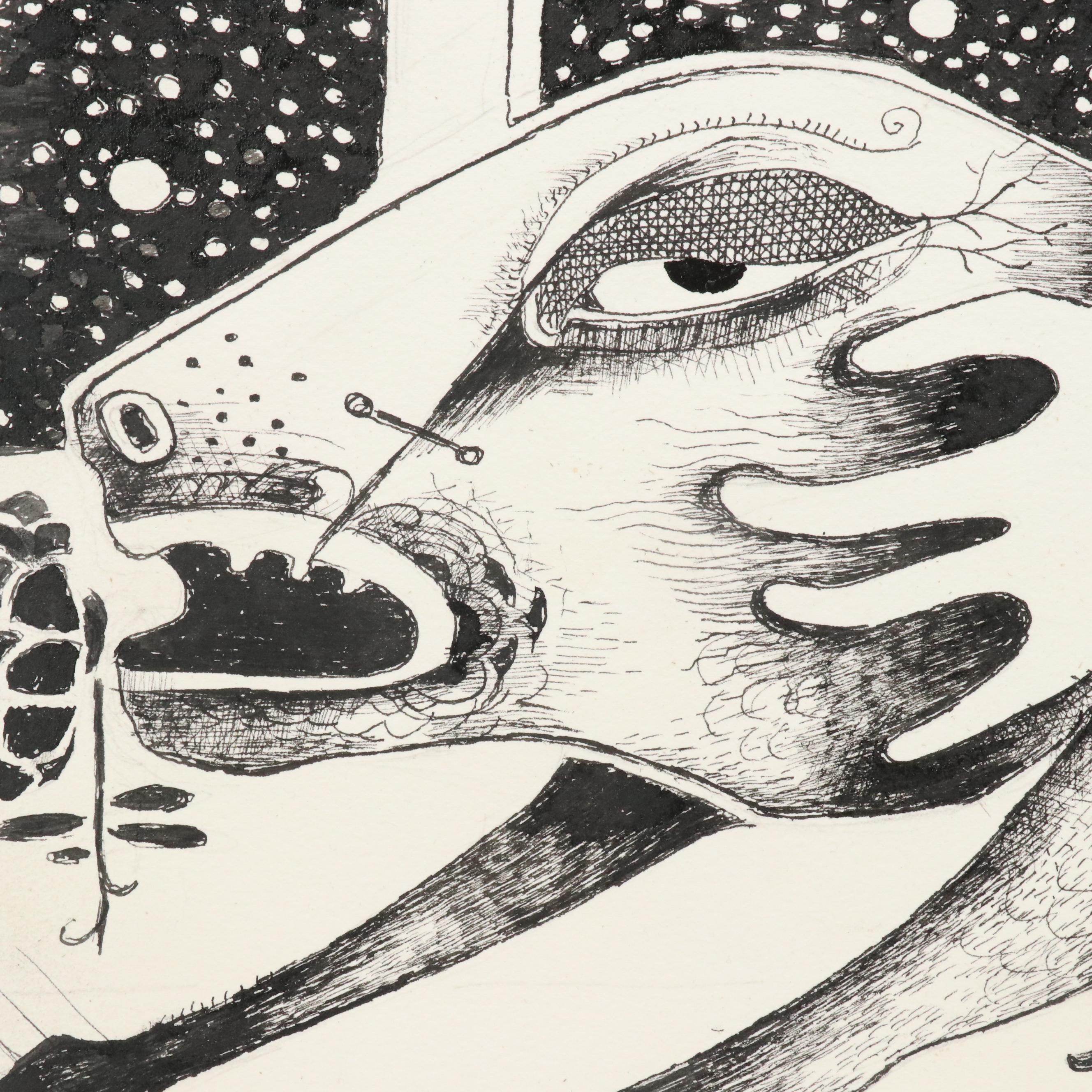 Nikolay Manuylov “Kuk” Surrealist Ink Illustration, 2017