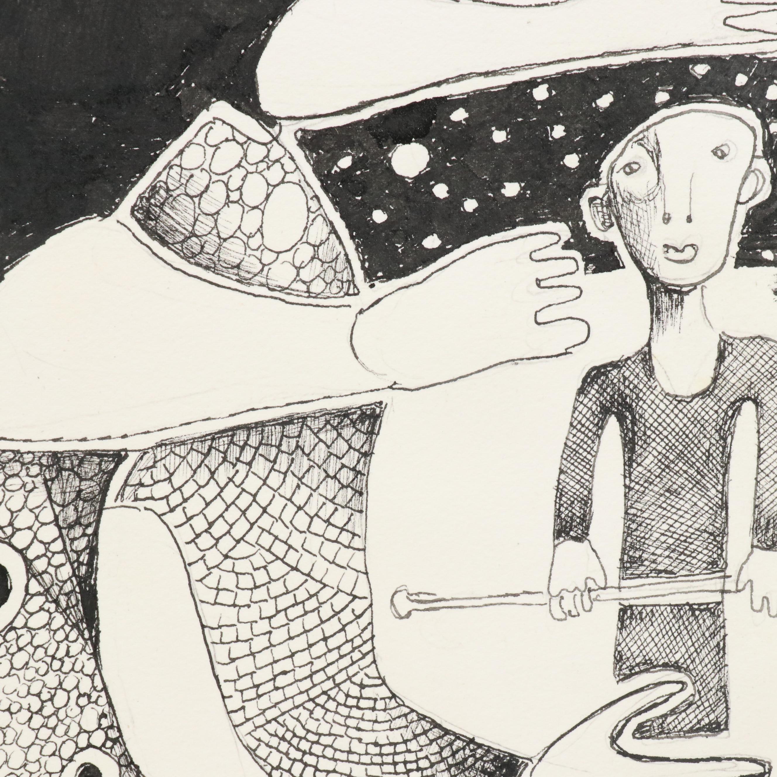 Nikolay Manuylov “Kuk” Surrealist Ink Illustration, 2017