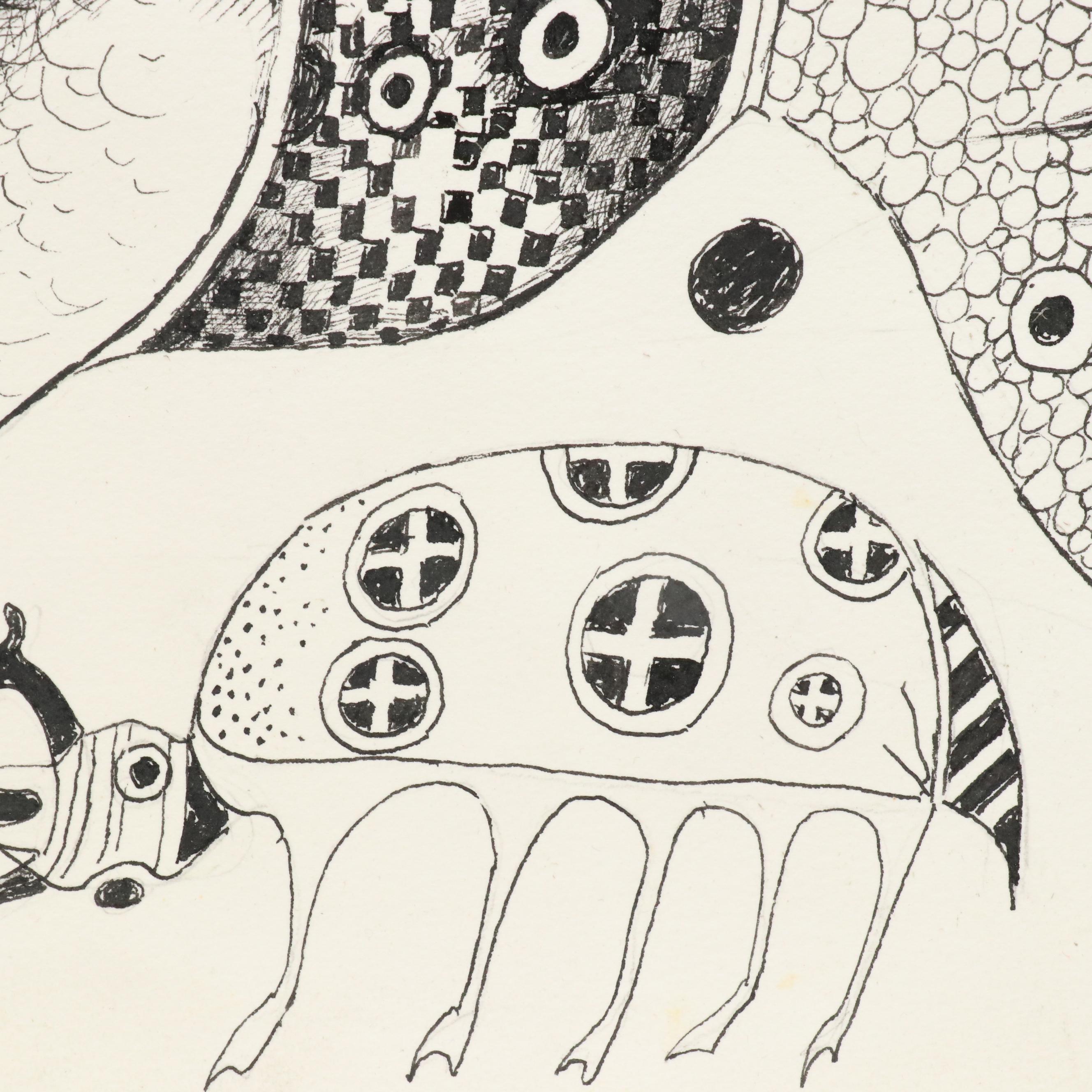 Nikolay Manuylov “Kuk” Surrealist Ink Illustration, 2017