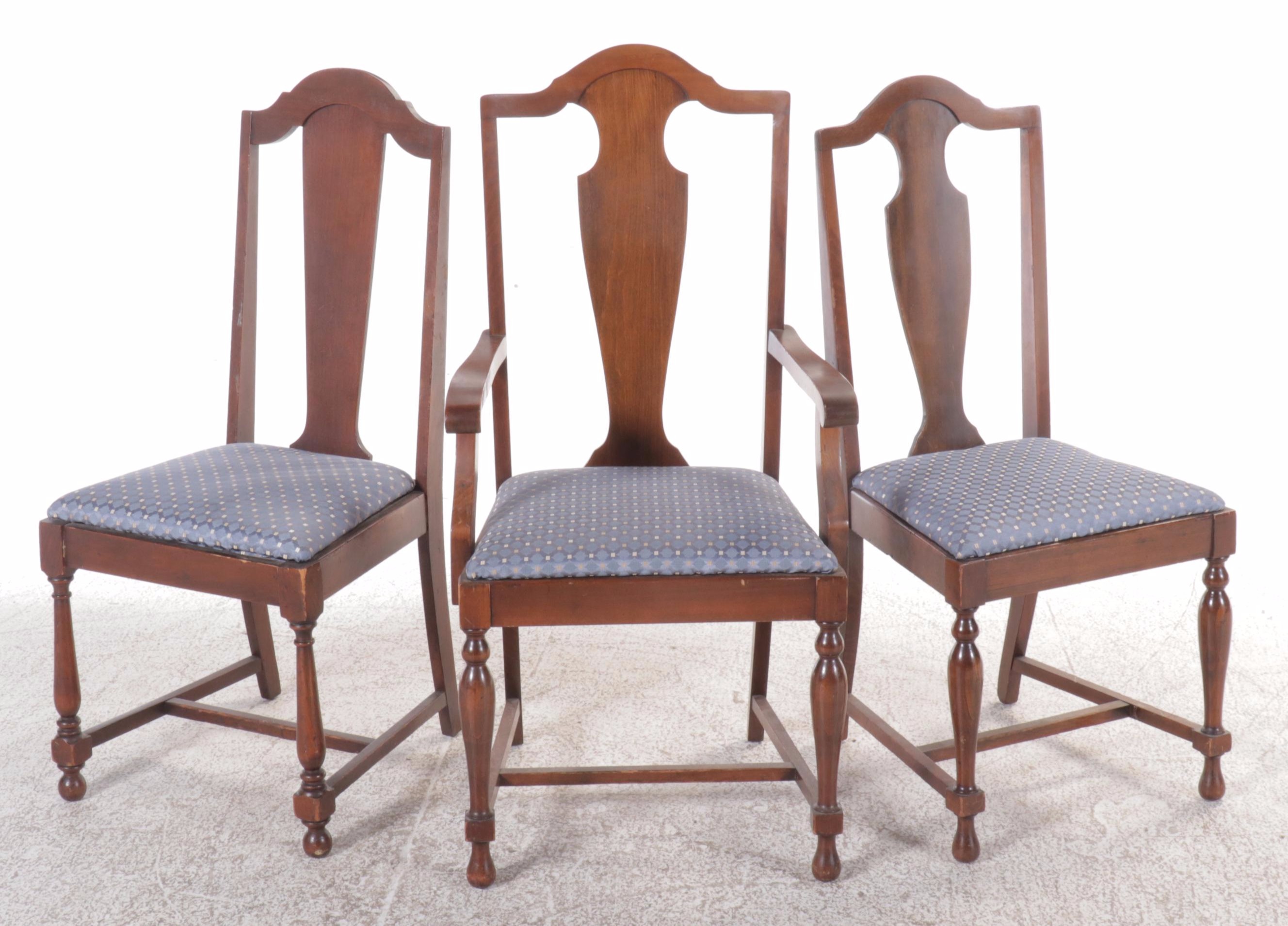 Set of Eight Mahogany Fiddleback Dining Chairs, Mid to Late 20th Century