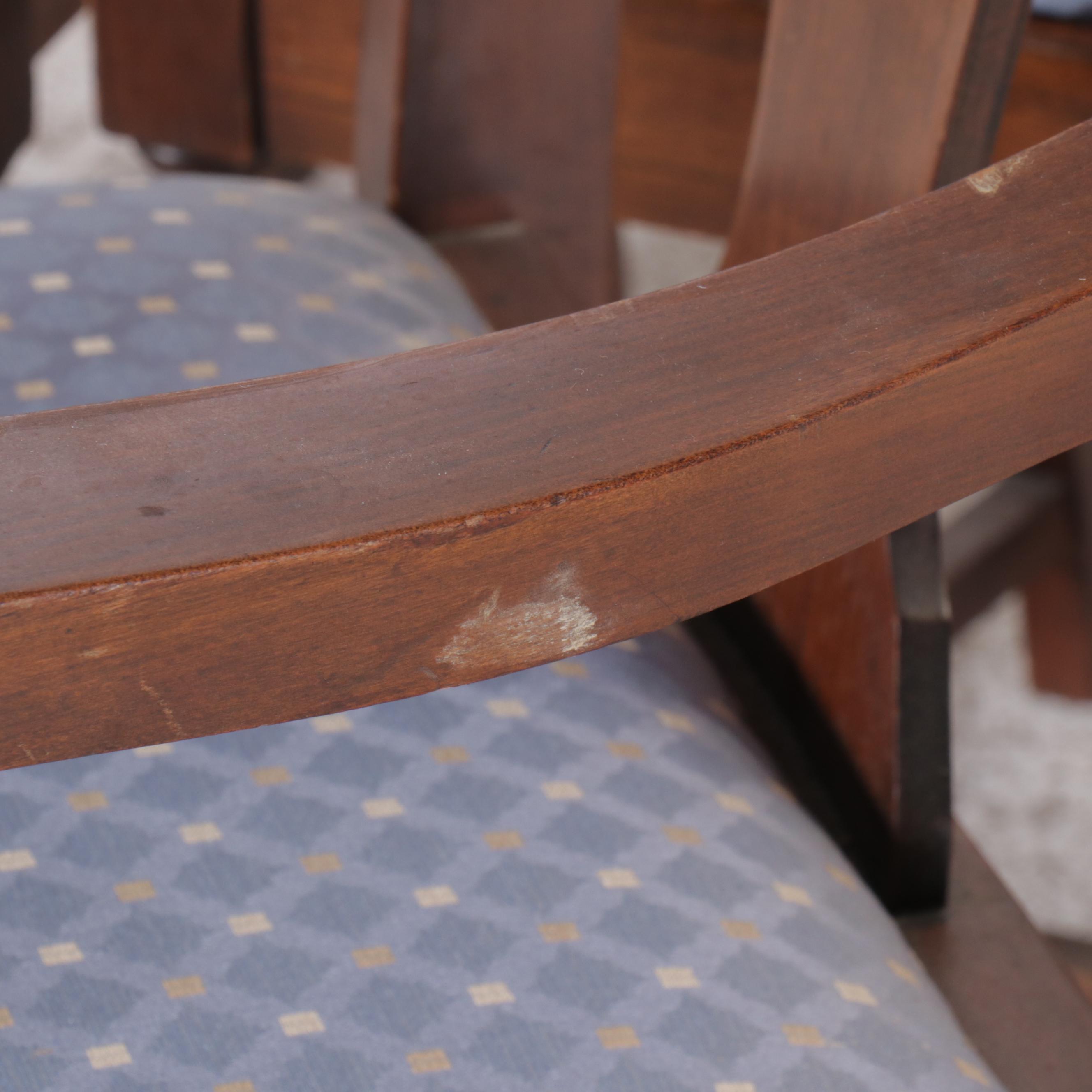 Set of Eight Mahogany Fiddleback Dining Chairs, Mid to Late 20th Century