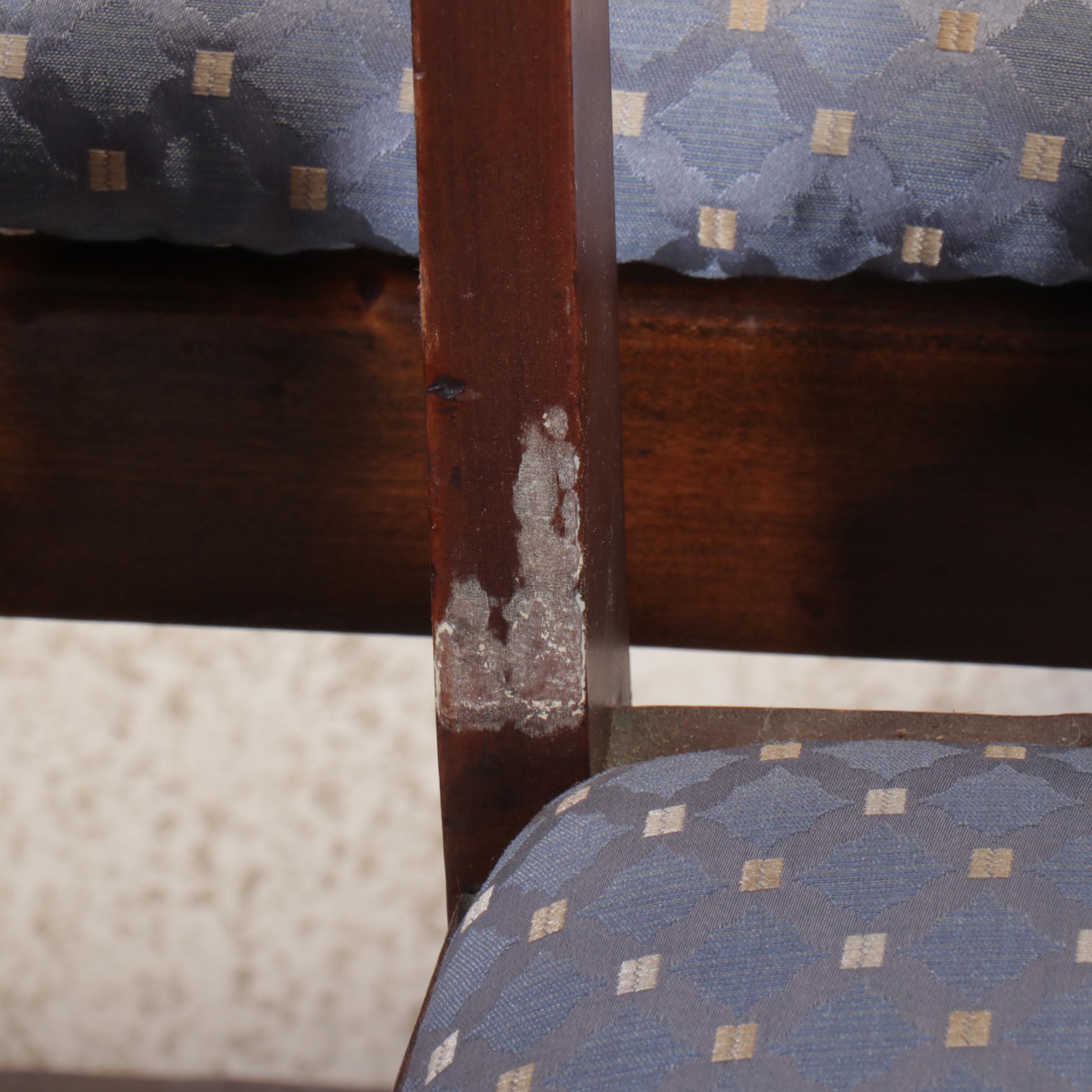 Set of Eight Mahogany Fiddleback Dining Chairs, Mid to Late 20th Century