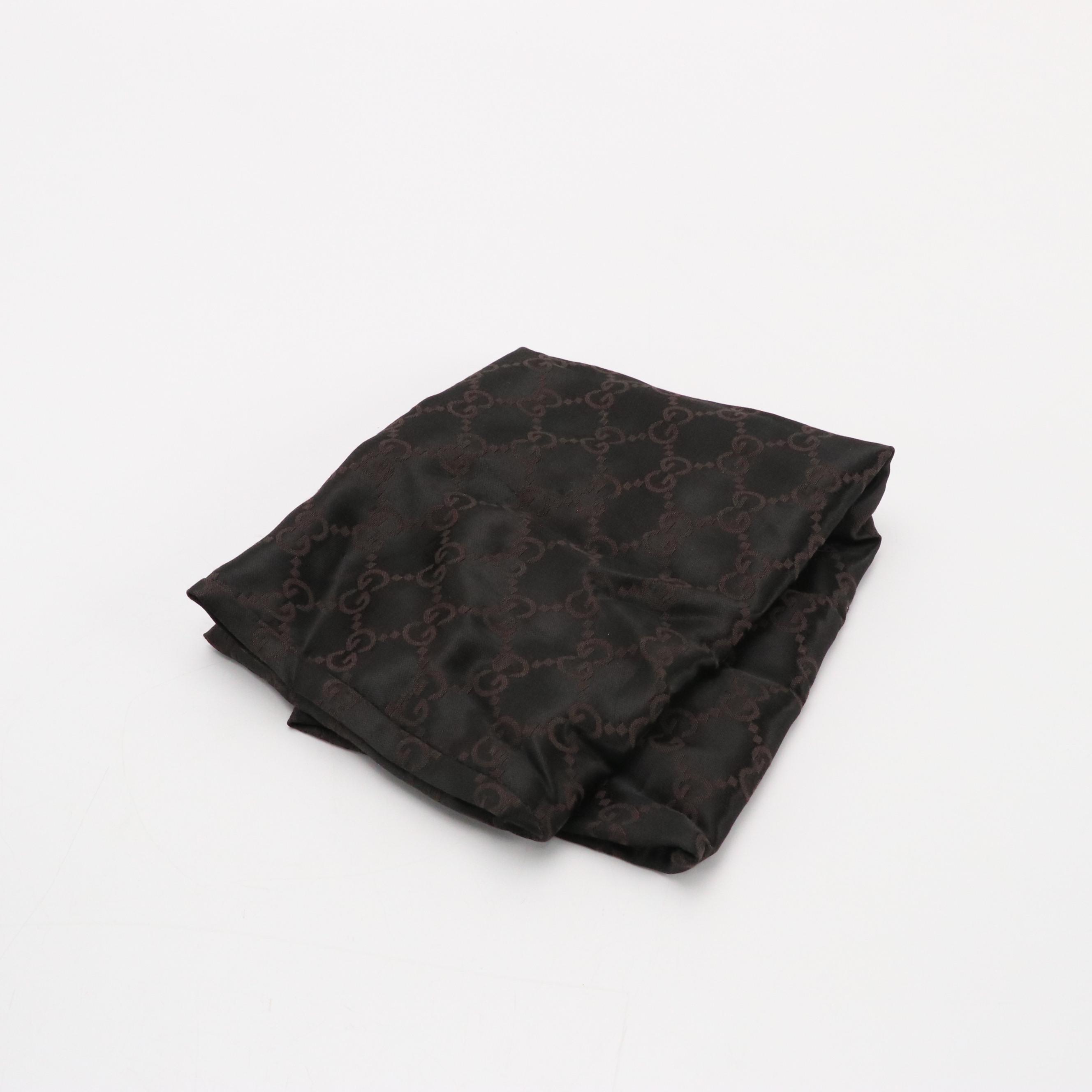 Gucci Tote in Black GG Jacquard Canvas and Cinghiale Leather