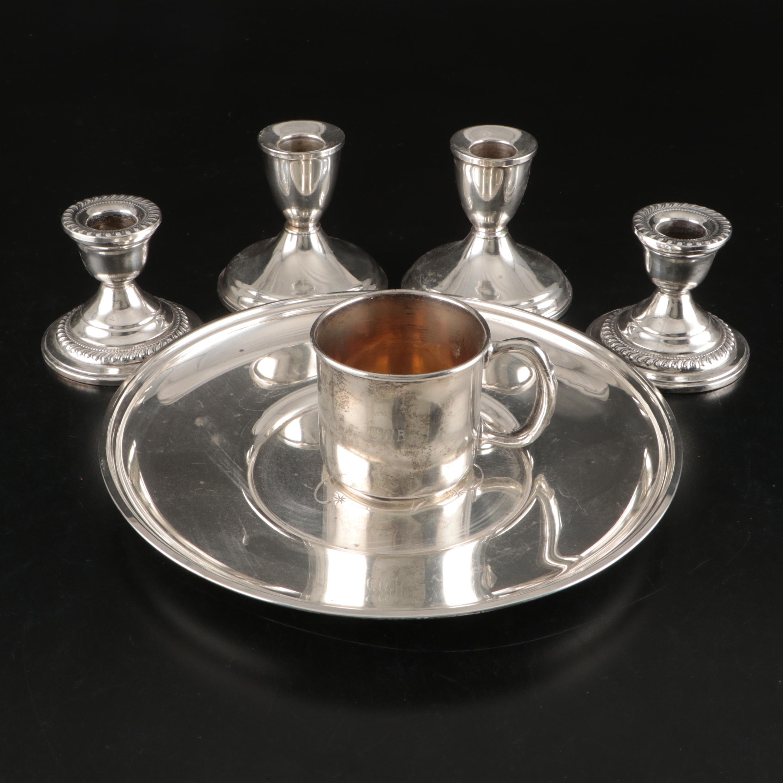 Gorham Sterling Plate, Webster Sterling Cup, and More Sterling Table Accessories
