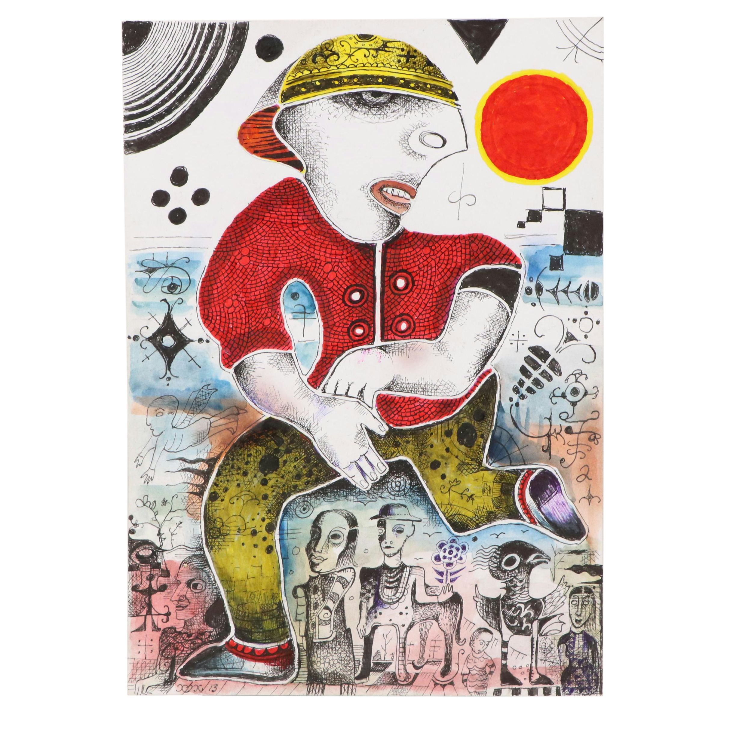 Nikolay "Kuk" Manuylov Figural Surrealist Mixed Media Illustration, 2013