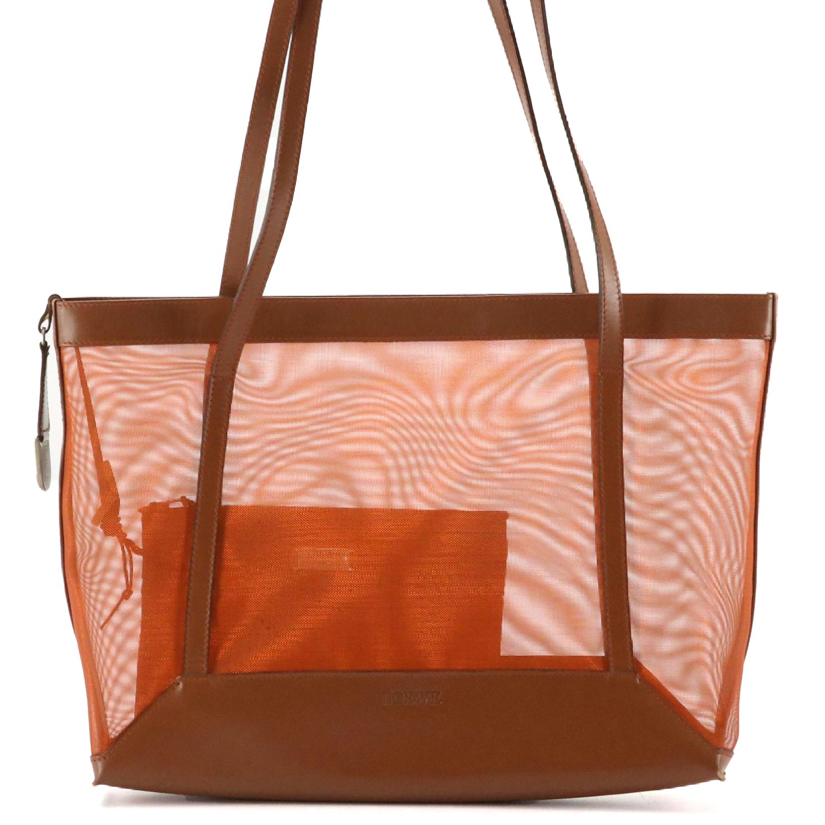 Loewe Mesh Tote with Leather Trim and Pouch