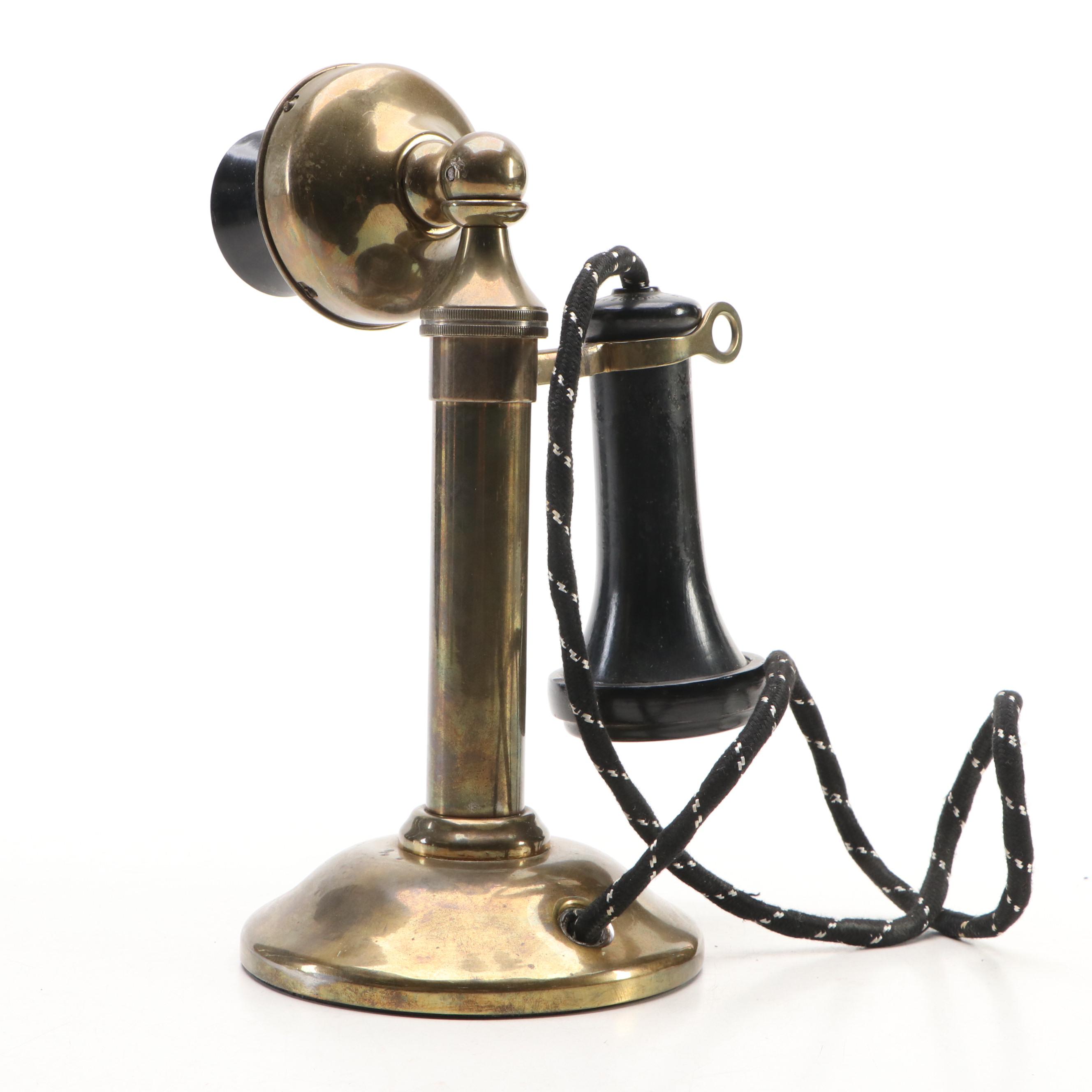 Antique Brass Candlestick Telephone