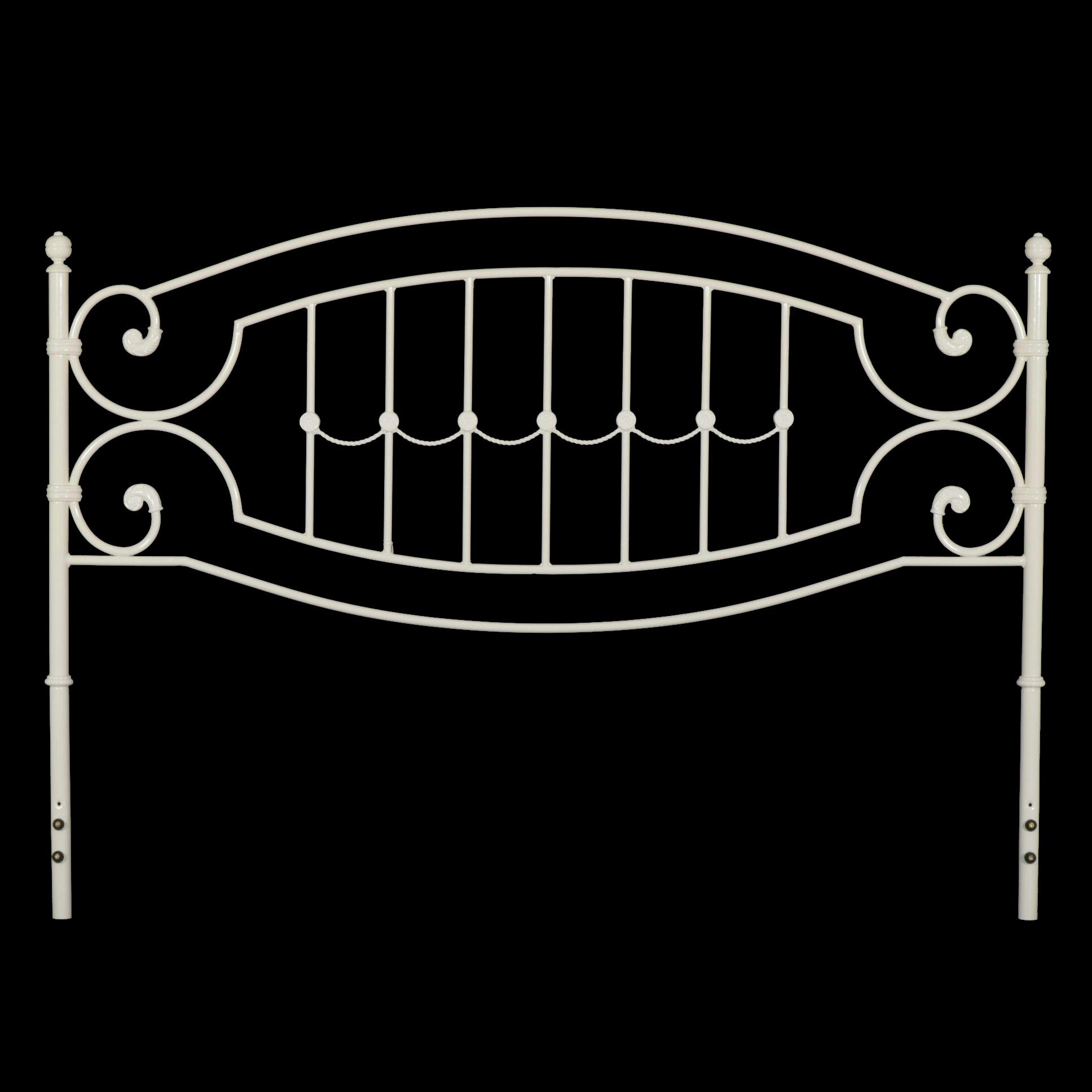 Victorian Style White Enameled Metal King Size Headboard