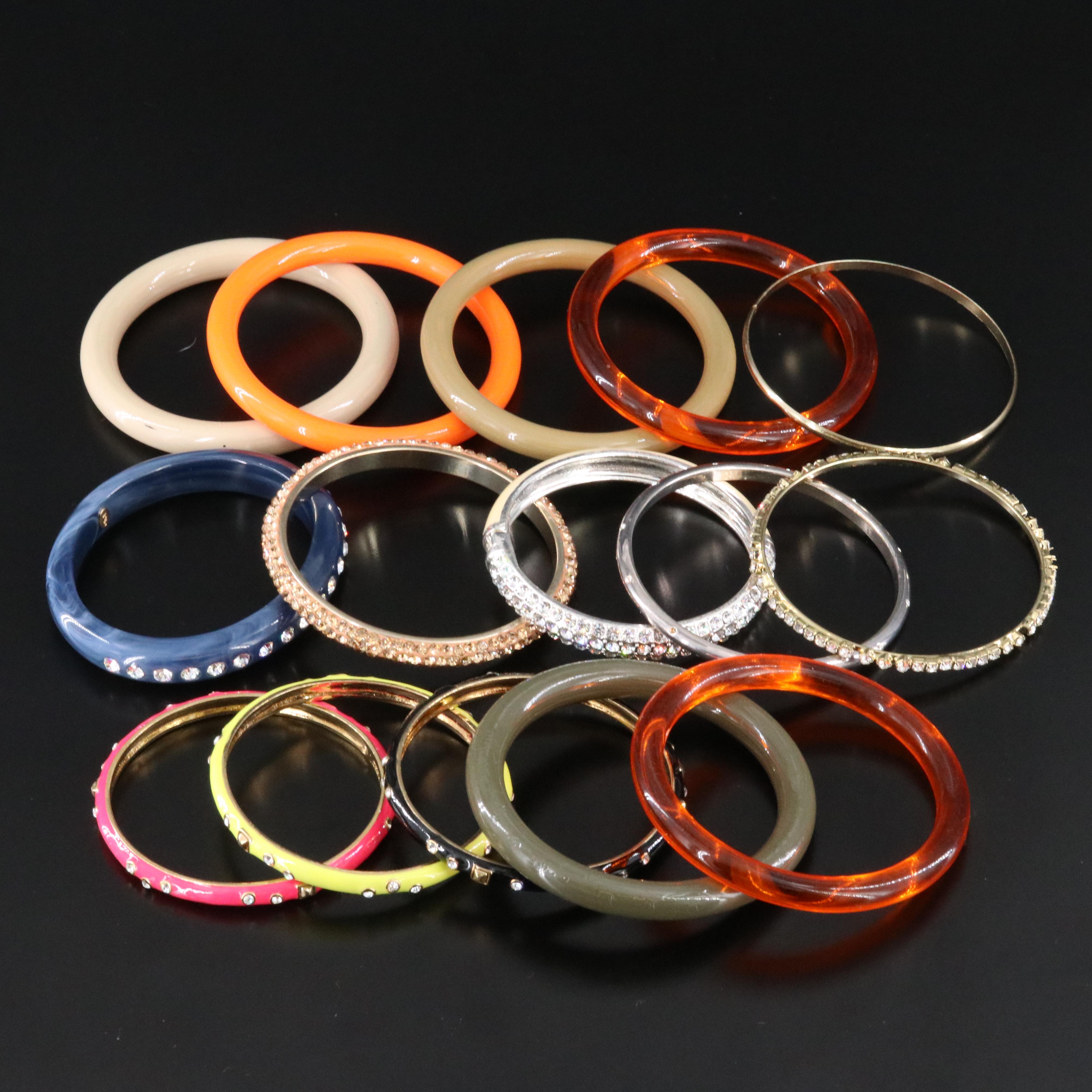 Rhinestone, Resin and Enamel Bangle Collection Featuring J Crew and KJL