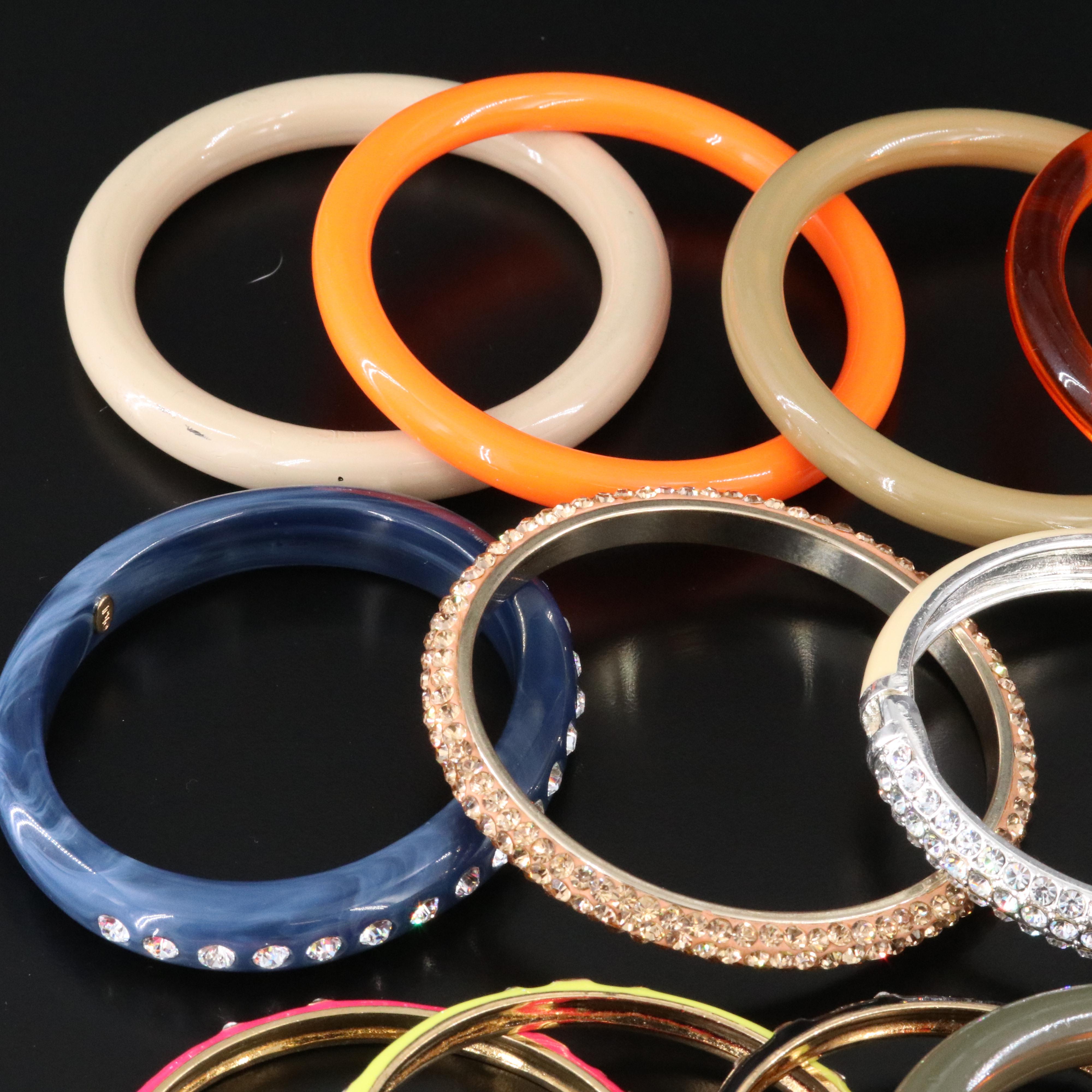Rhinestone, Resin and Enamel Bangle Collection Featuring J Crew and KJL